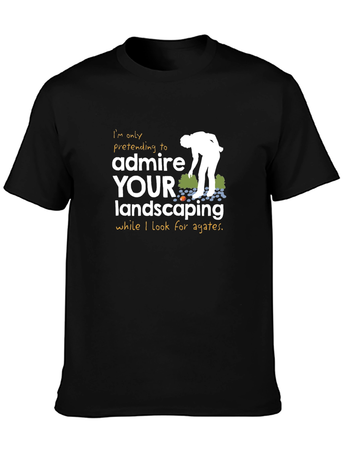 Black Funny Agate Hunting Landscaping T-Shirt view 3