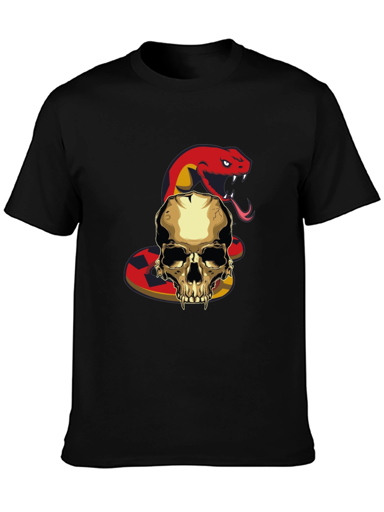 Black Skull and Snake Graphic T-Shirt view 3