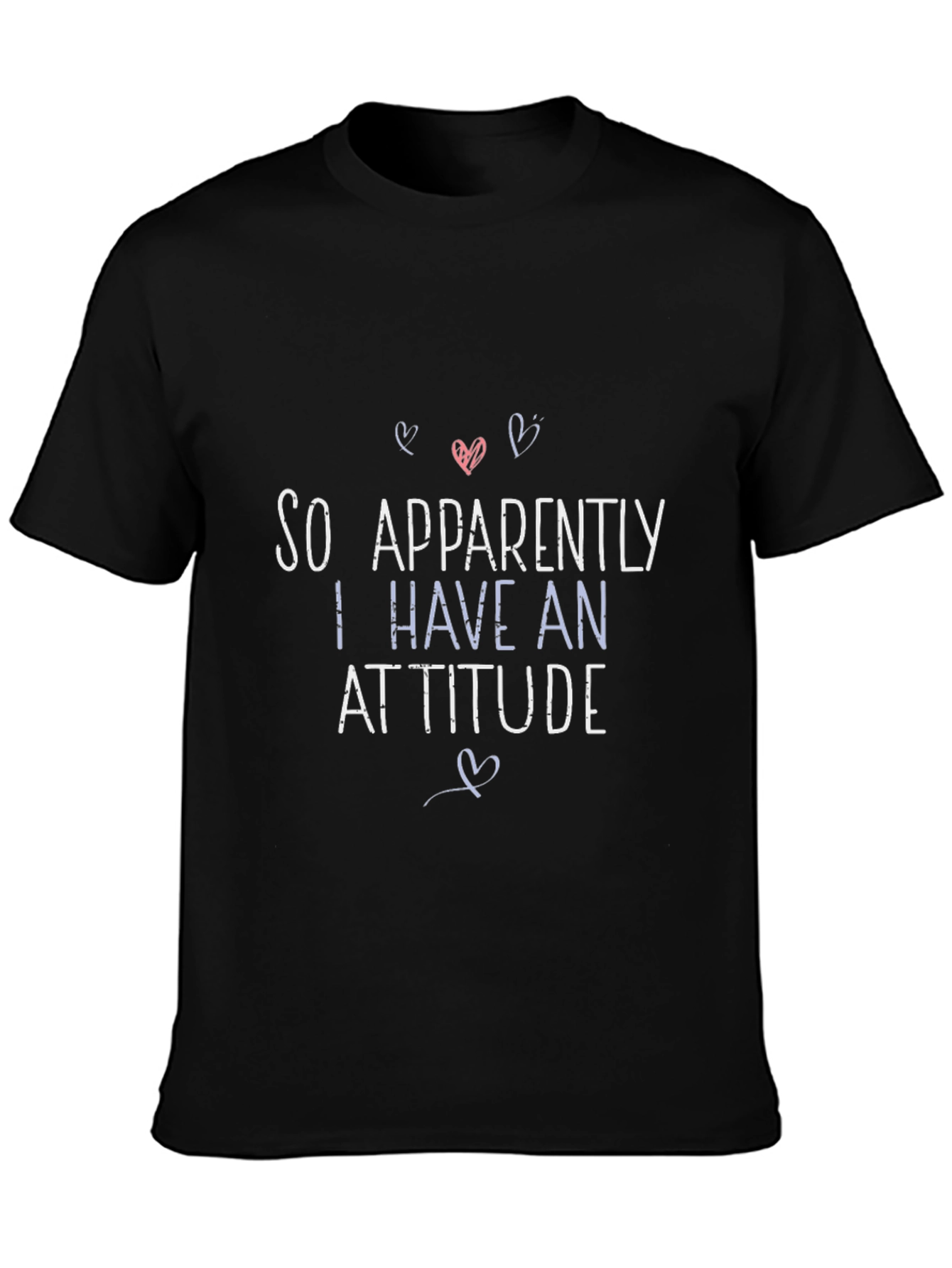 Black Funny Attitude T-Shirt - Black Crew Neck Tee view 3