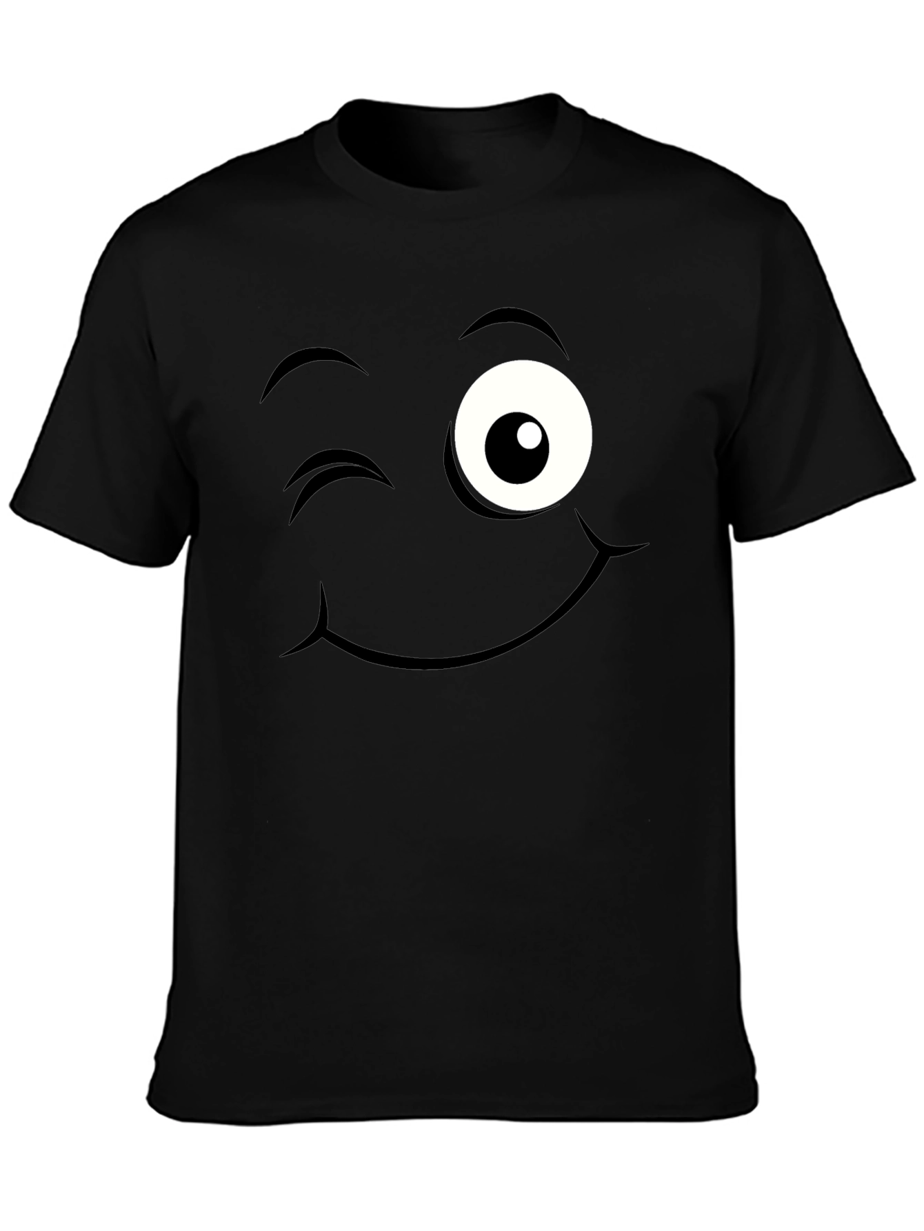 Black Winking Face Graphic Tee - Black view 3