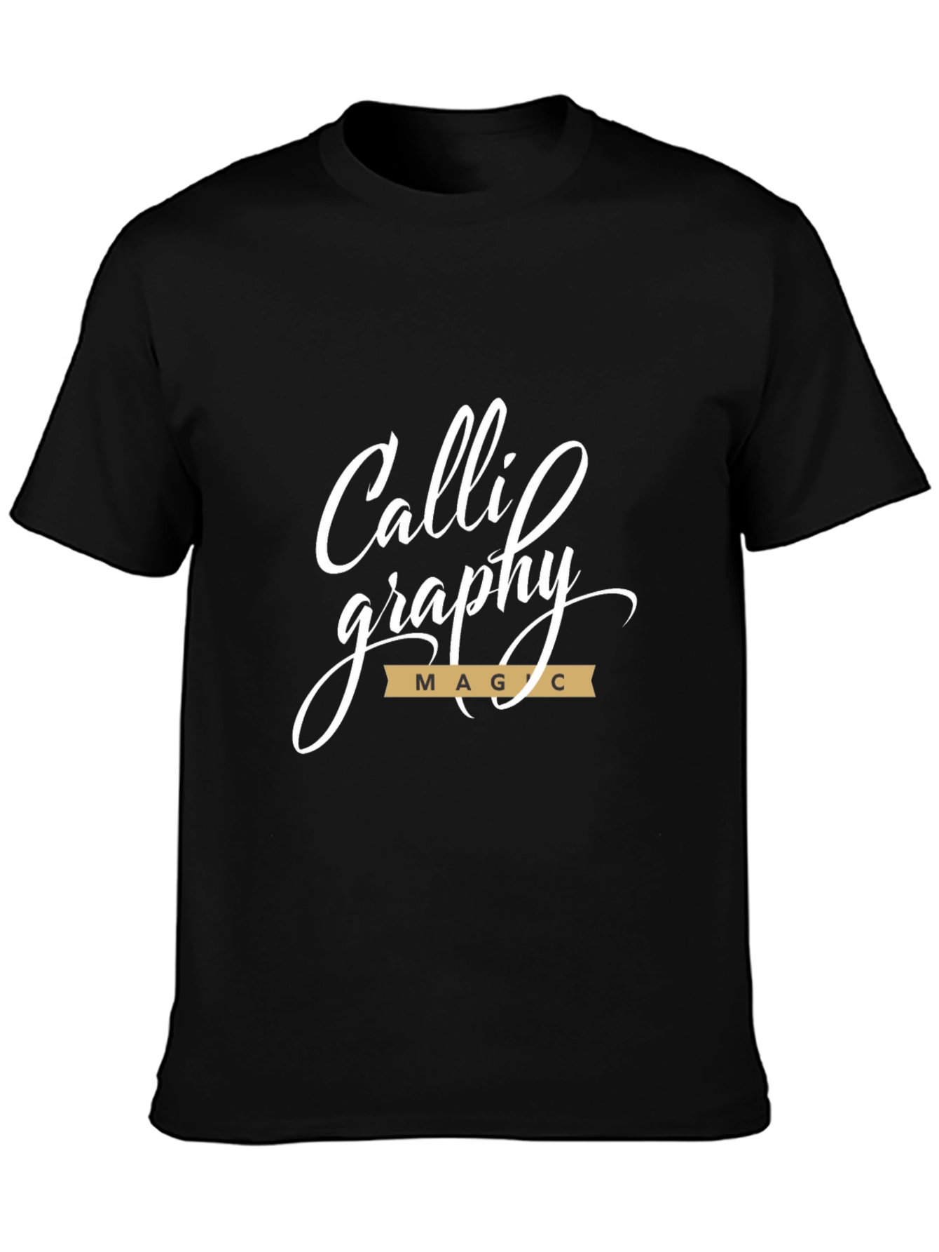 Black Calligraphy Magic Graphic Tee - Stylish Black Cotton Shirt view 3