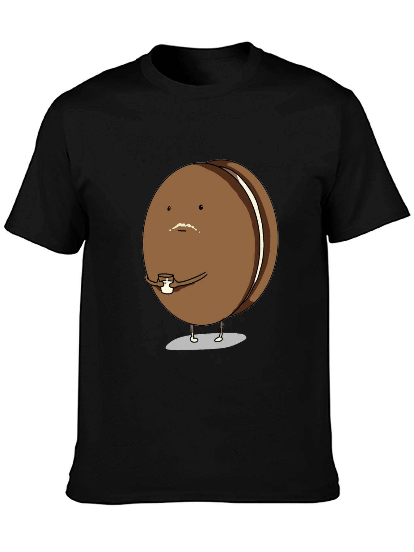 Black Funny Oreo Character Black T-Shirt view 3