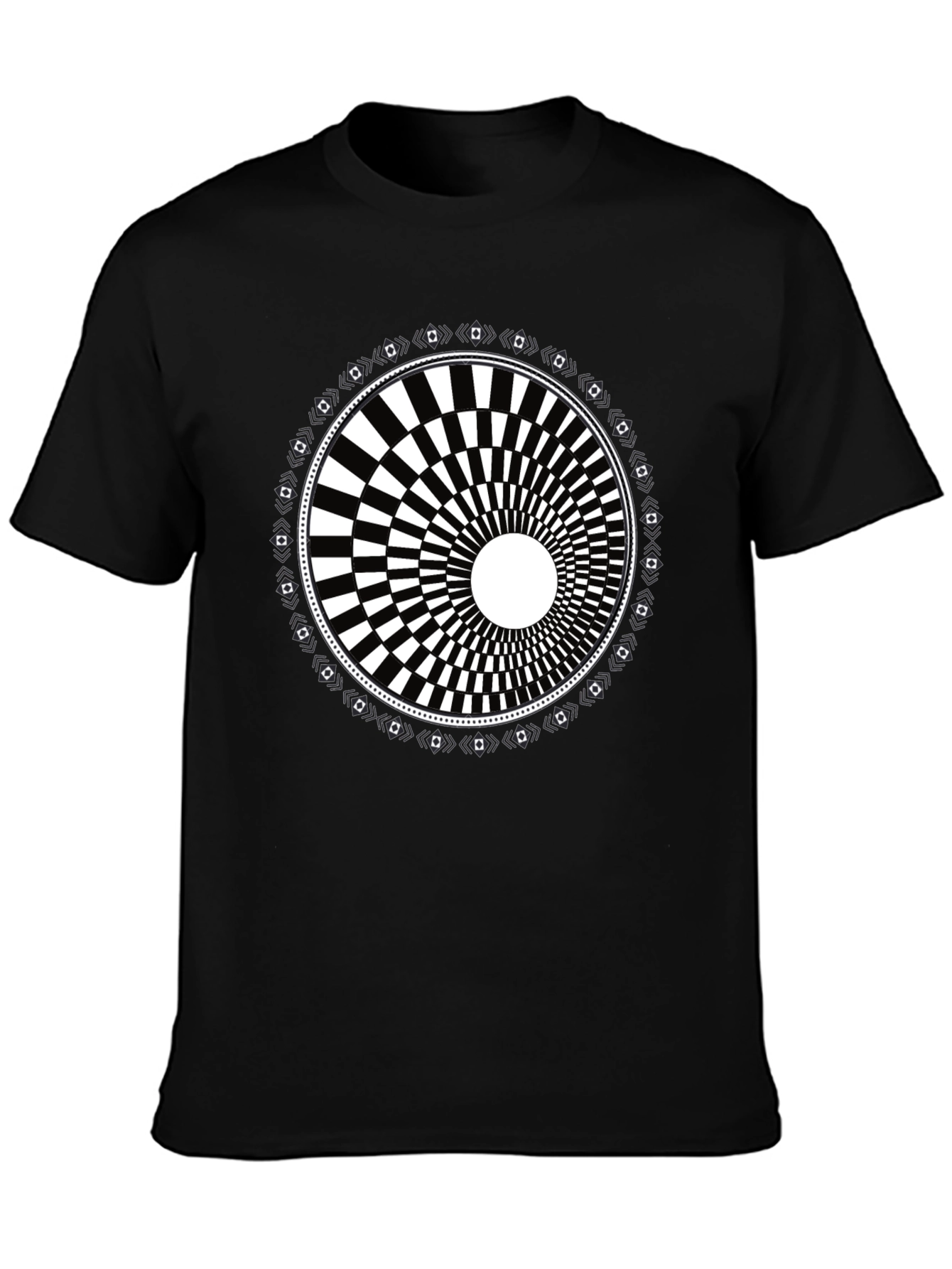 Black Optical Illusion Graphic Tee - Black Cotton Blend view 3