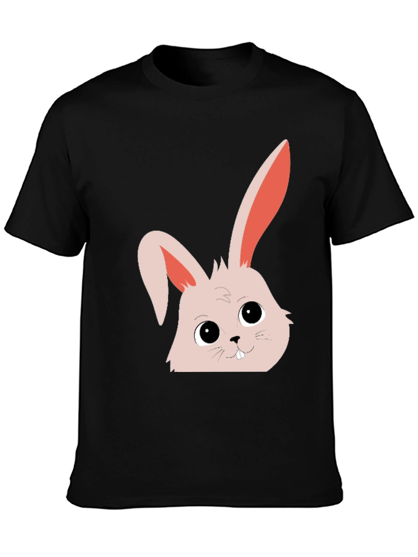 Black Cute Bunny Graphic Tee - Black Cotton Blend view 3