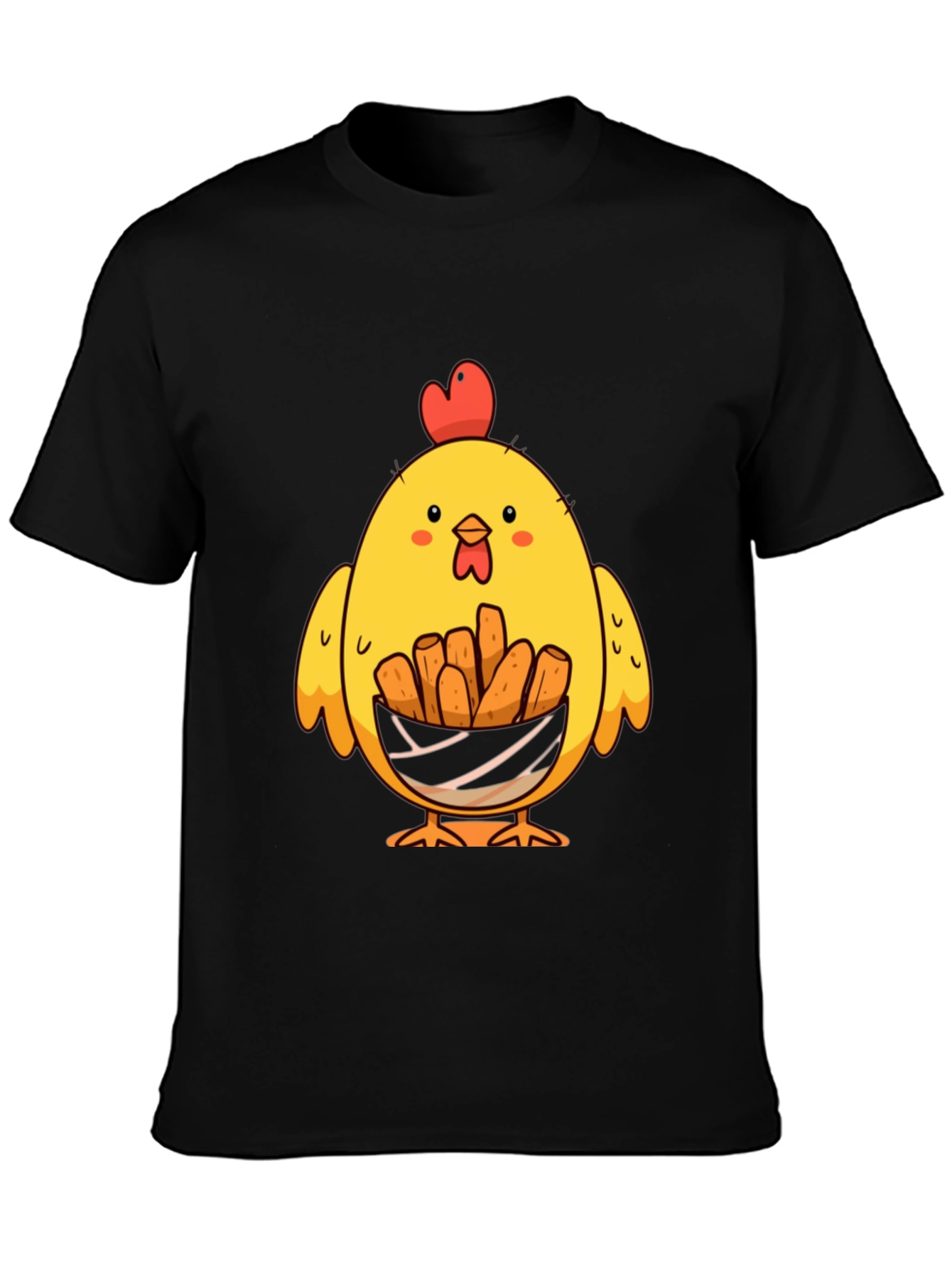 Black Chicken Nugget Lover T-Shirt - Cute Cartoon Chick view 3