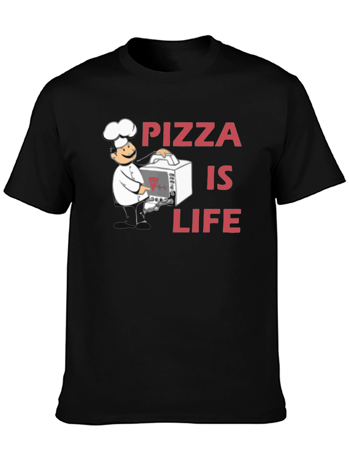 Pizza is Life Graphic Tee - Chef Design Black T-Shirt - 3