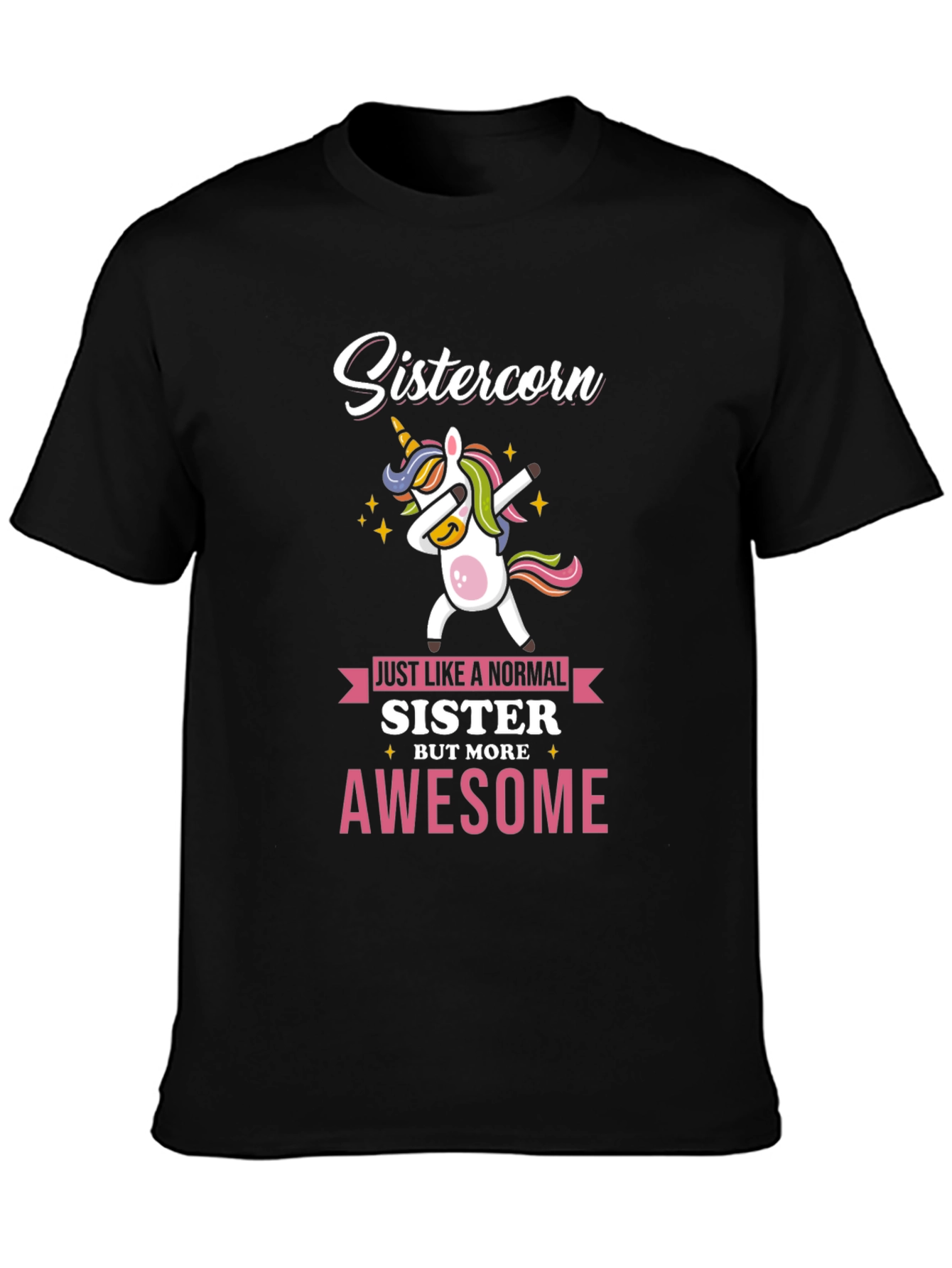 Black Sistercorn Awesome Unicorn Dabbing T-Shirt view 3