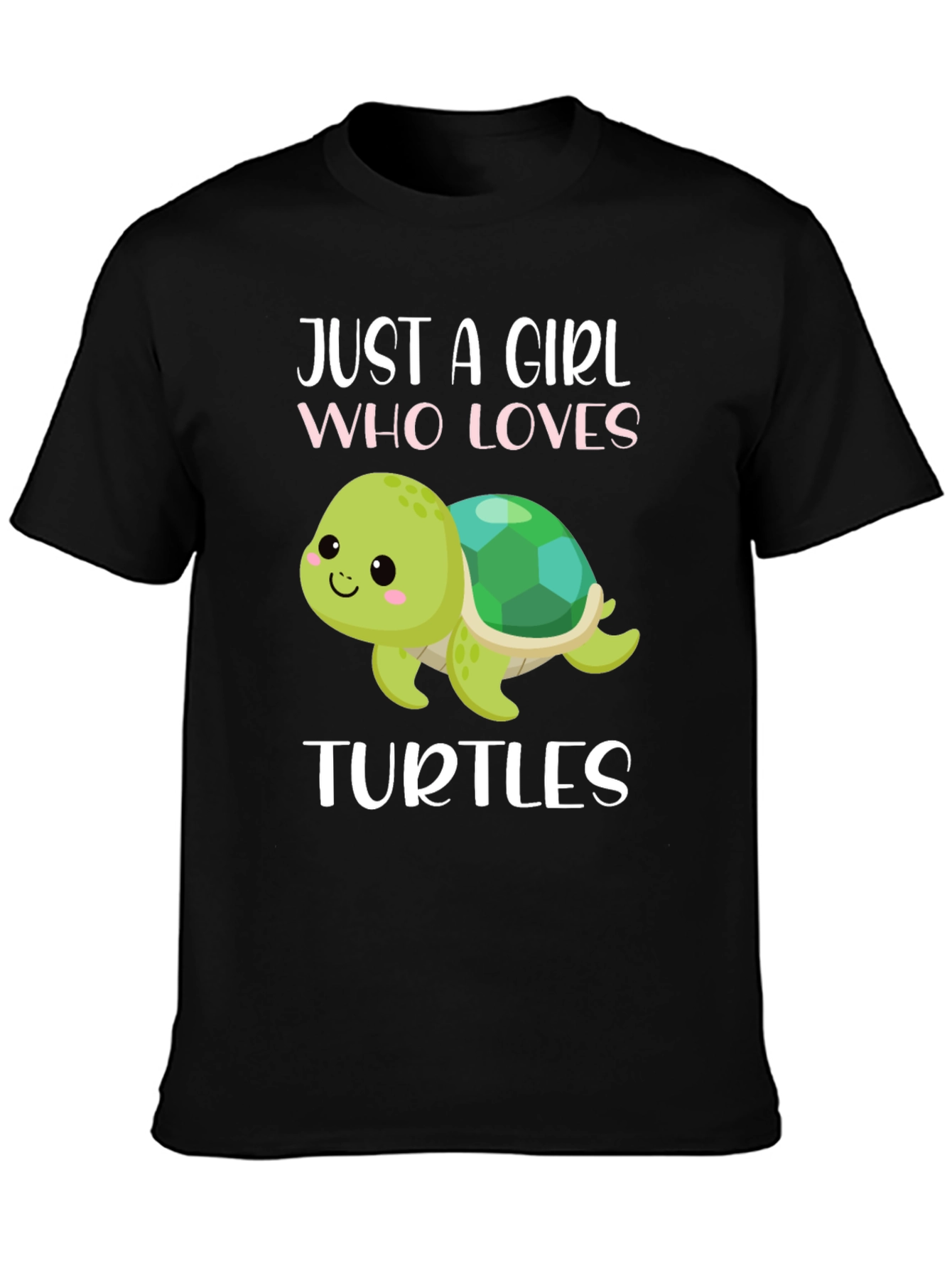 Black Just A Girl Who Loves Turtles T-Shirt view 3