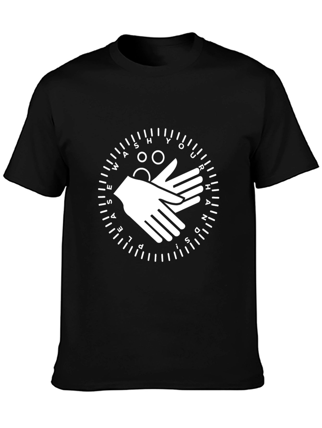 Black Wash Your Hands T-Shirt - Cleanliness Matters! view 3