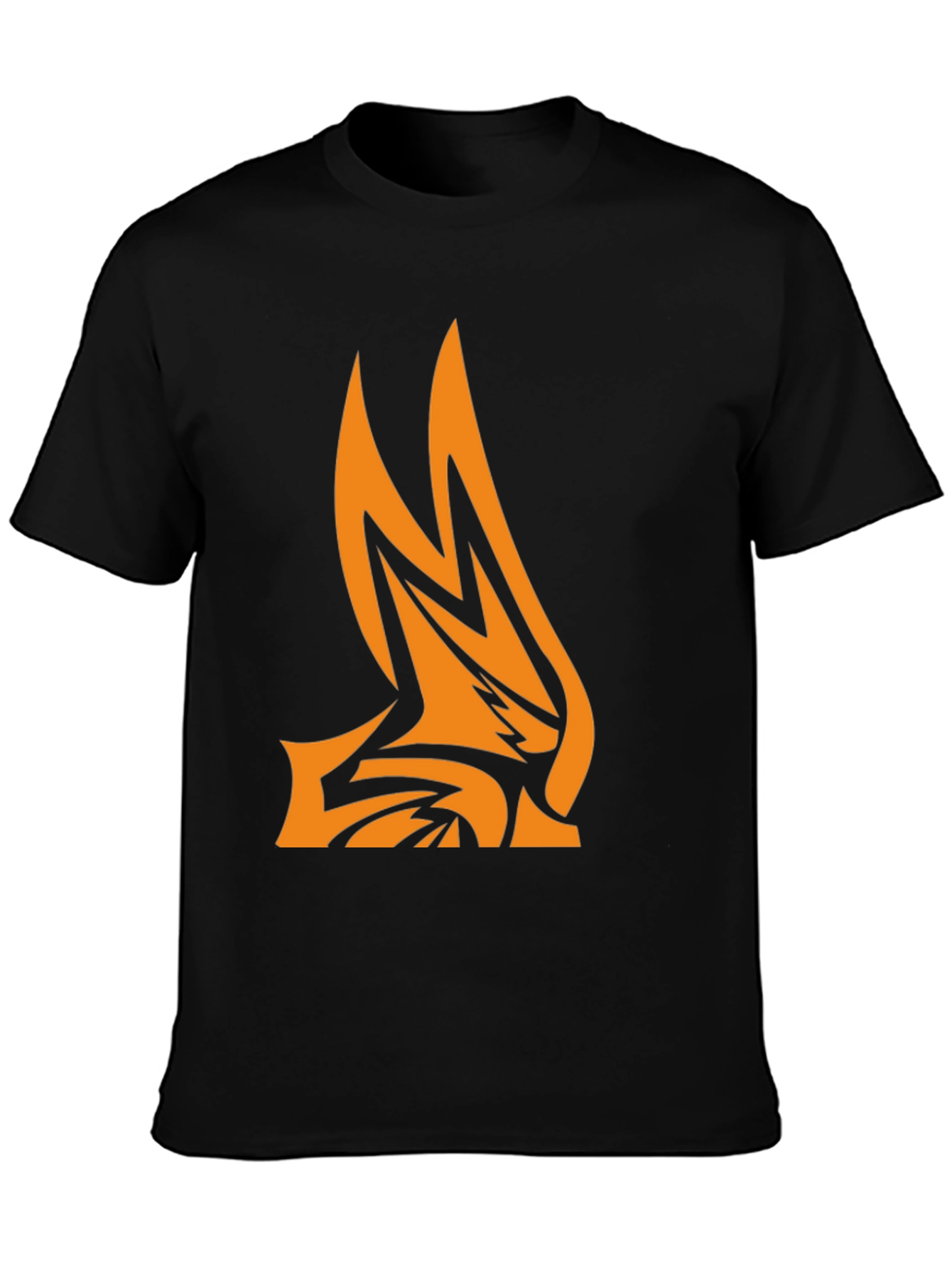 Black Men's Black Graphic Tee - Abstract Flame Design view 3