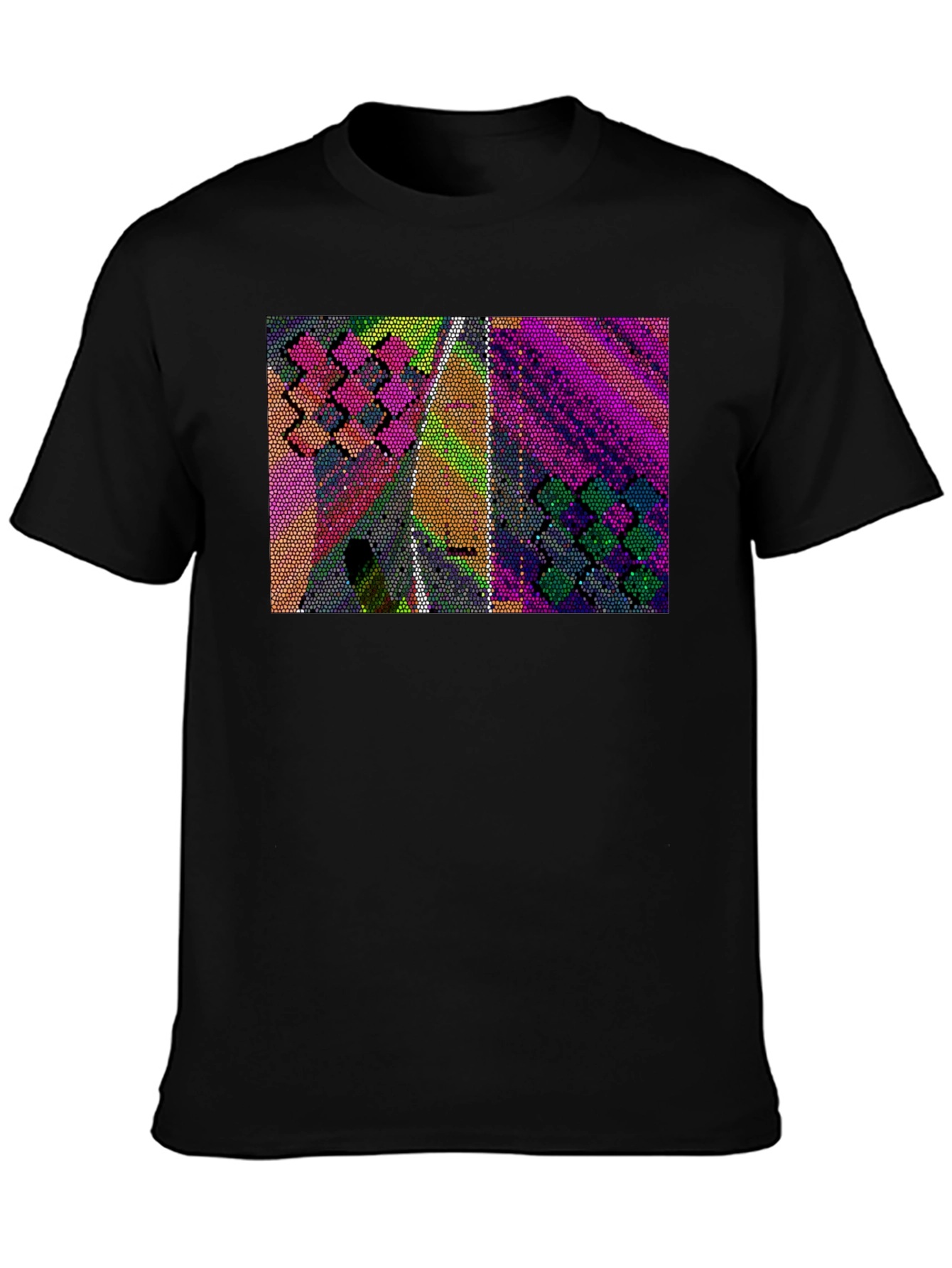 Black Abstract Mosaic T-Shirt view 3