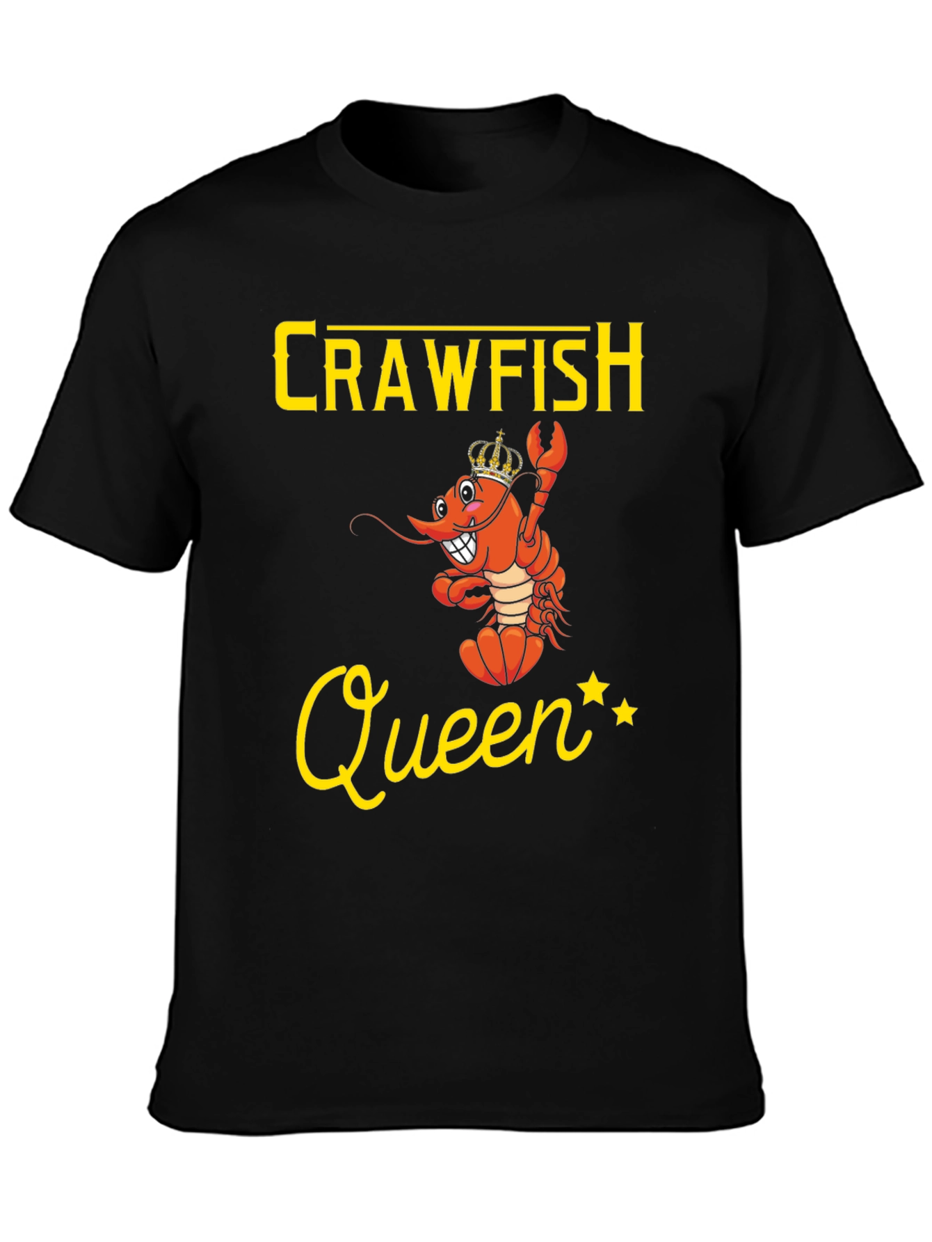 Black Crawfish Queen Graphic Tee - Funny Cajun Shirt view 3