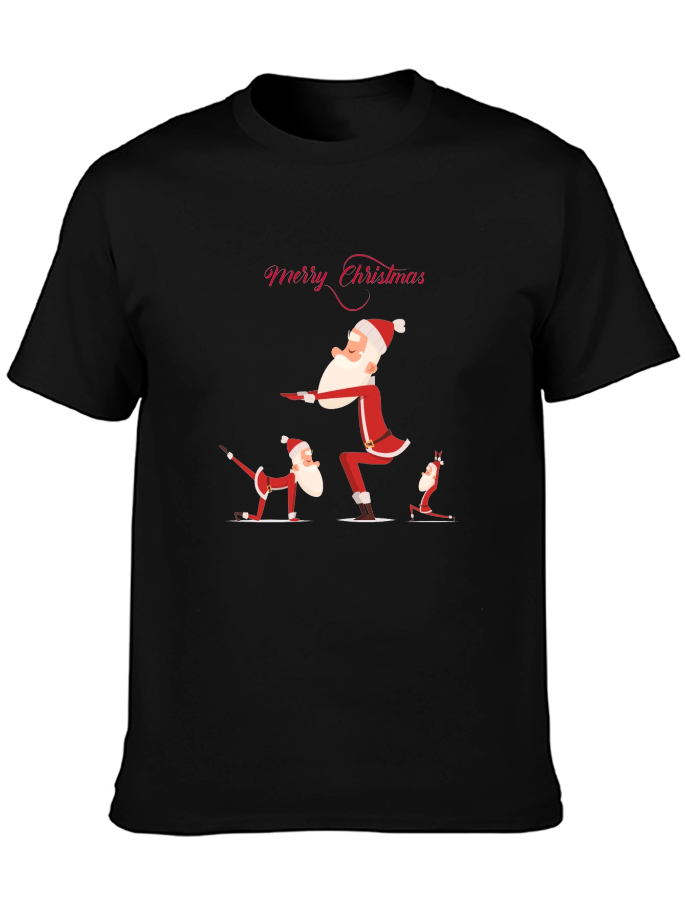 Black Yoga Santa Christmas T-Shirt view 3
