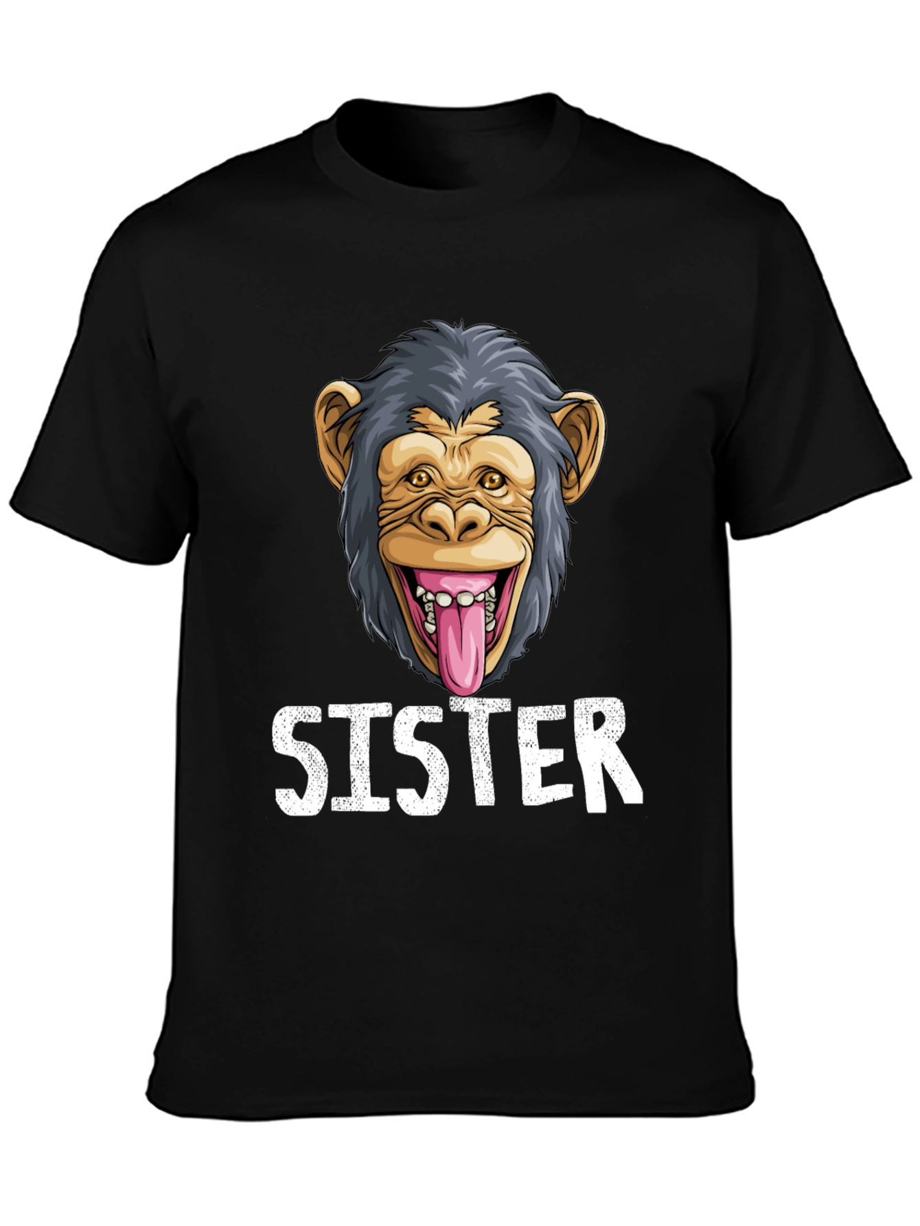 Black Sister Monkey Graphic T-Shirt - Fun & Unique! view 3