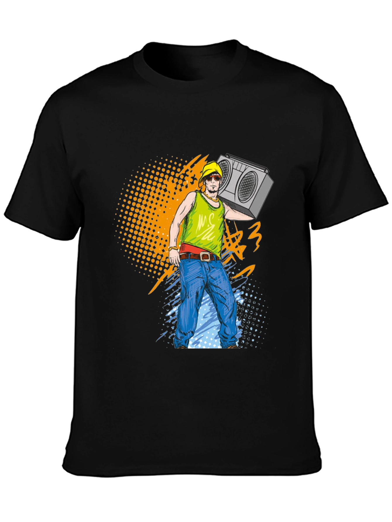 Black Retro Boombox Graphic T-Shirt - Vintage Music Tee view 3