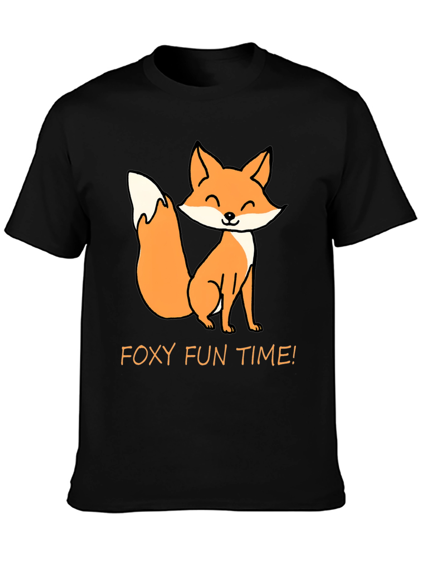 Black Foxy Fun Time T-Shirt - Cute Cartoon Fox Tee view 3