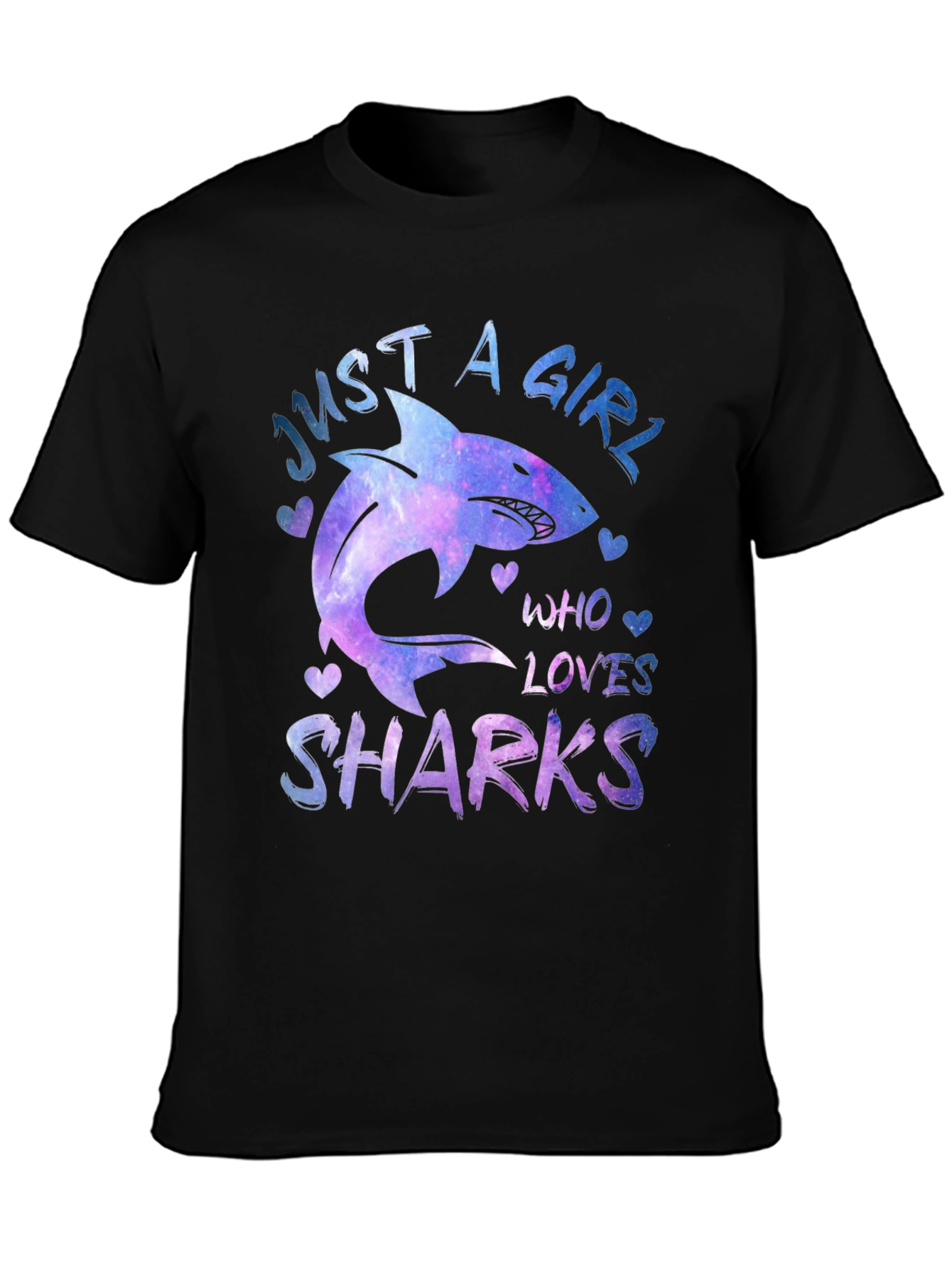 Black Just A Girl Who Loves Sharks Graphic Tee view 3