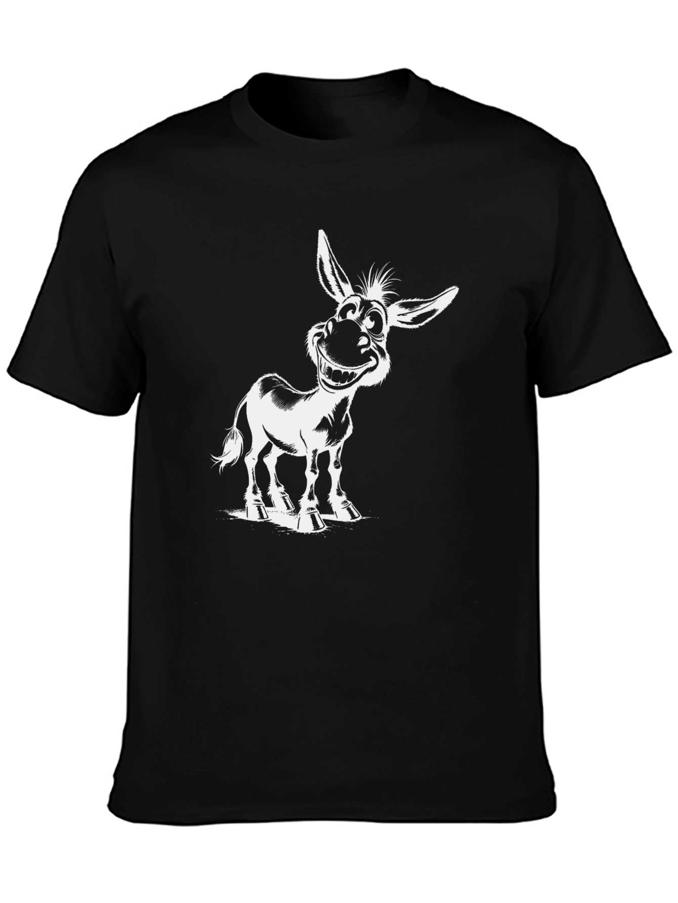 Black Funny Donkey Graphic T-Shirt - Black Cotton Tee view 3