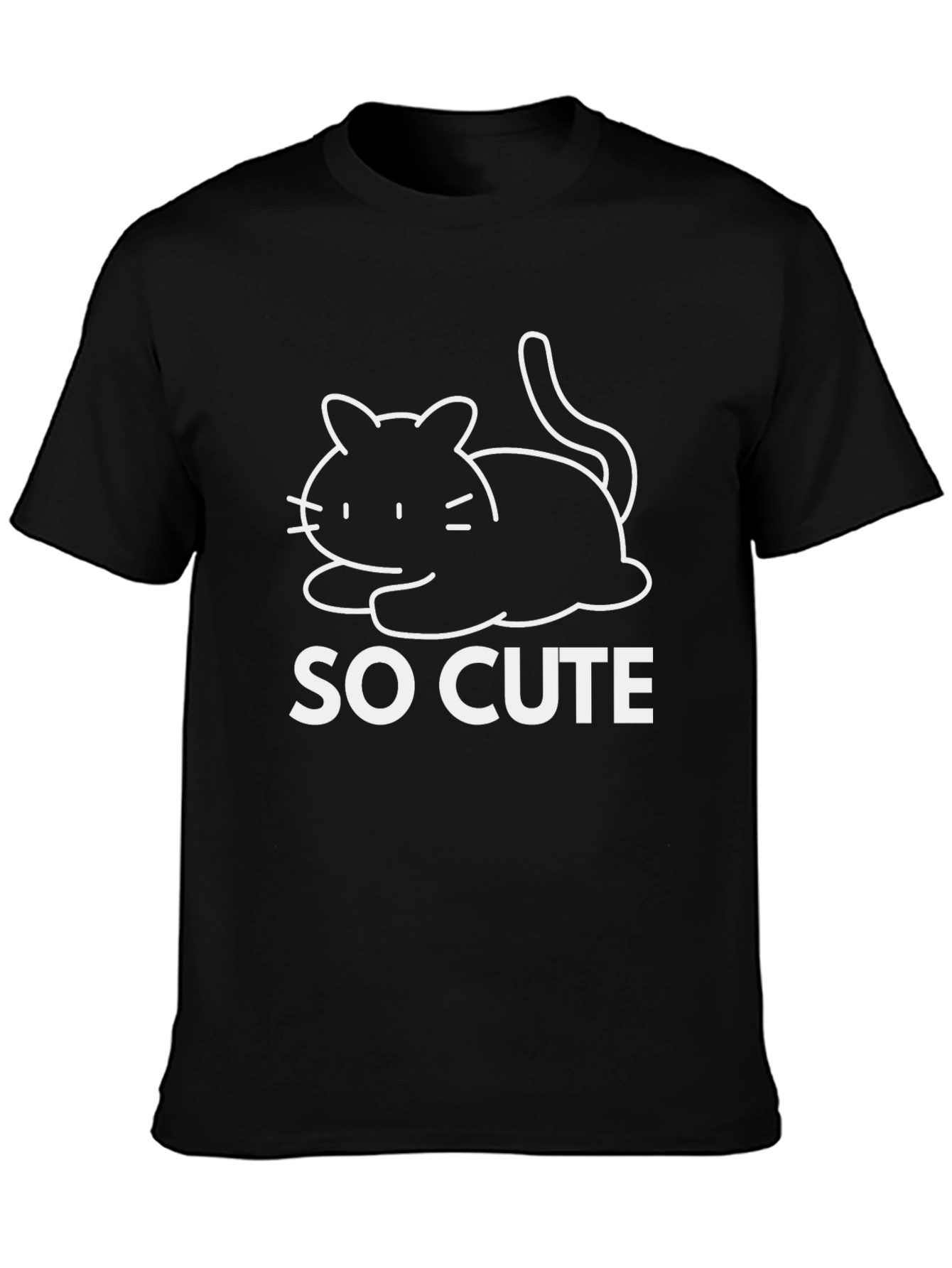 Black Cute Cat T-Shirt - "So Cute" Black Tee view 3
