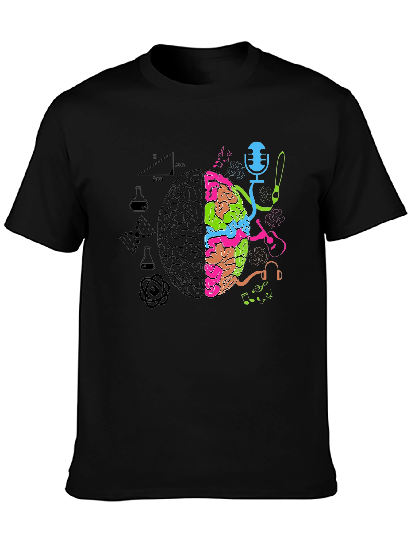 Black Brain Art vs Science T-Shirt view 3