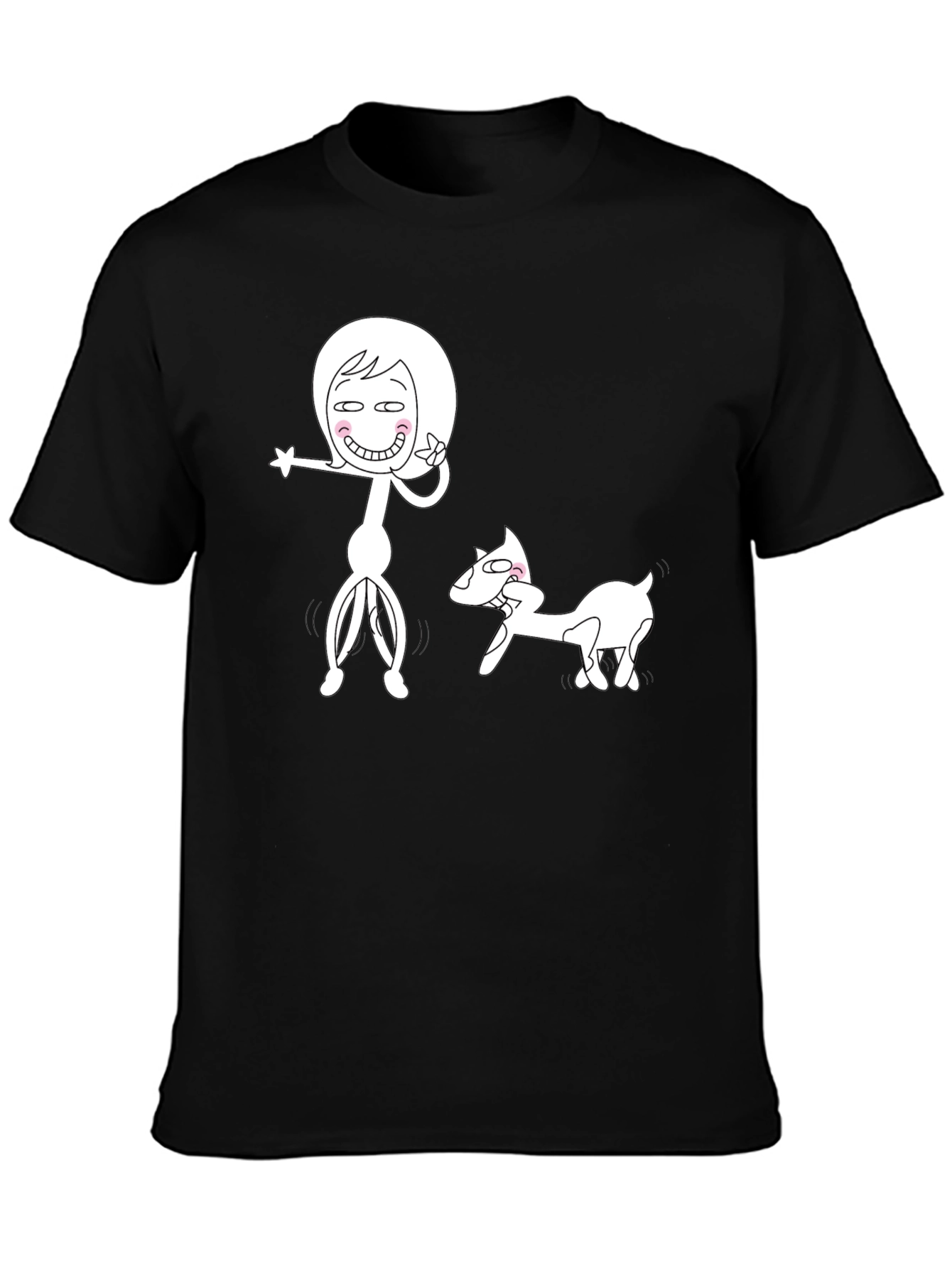 Black Funny Cartoon Graphic Black T-Shirt view 3