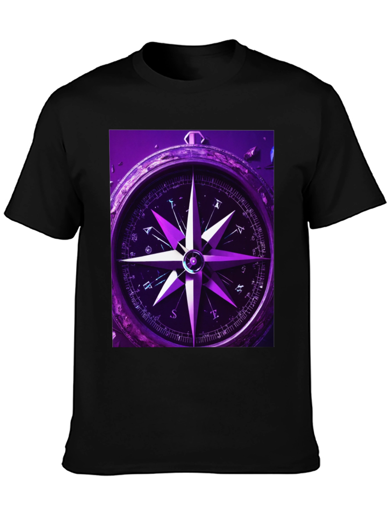 Black Compass Graphic T-Shirt - Black Cotton Tee view 3