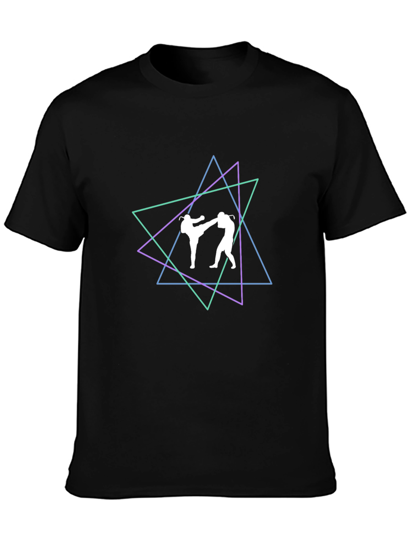 Black Geometric Martial Arts Graphic T-Shirt view 3