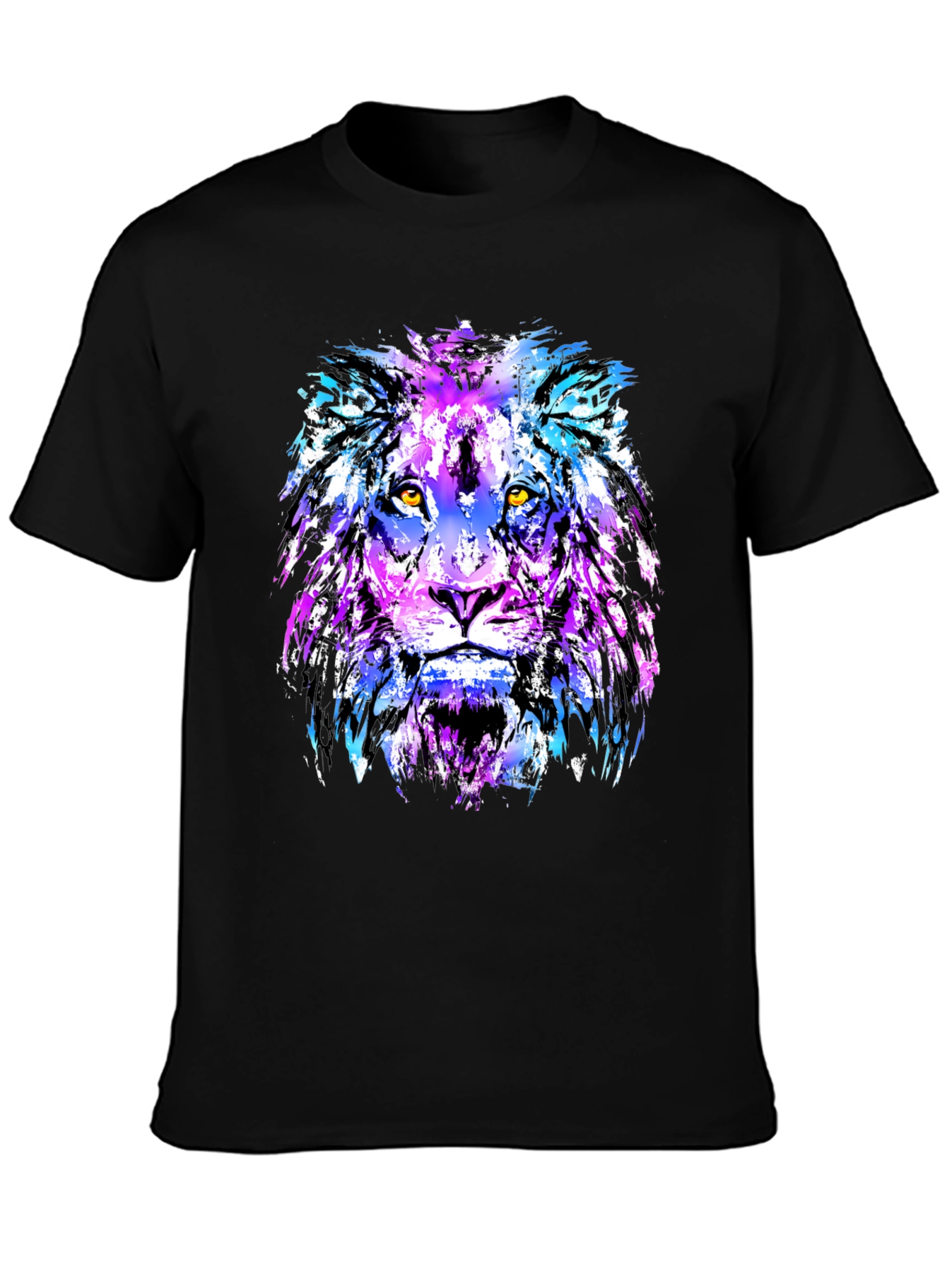 Black Vivid Lion Graphic Tee - Men's Black T-Shirt view 3
