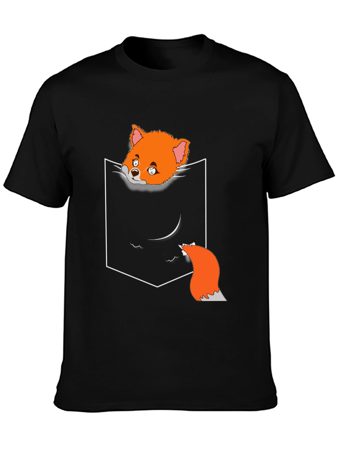 Black Fox in Pocket Graphic T-Shirt view 3