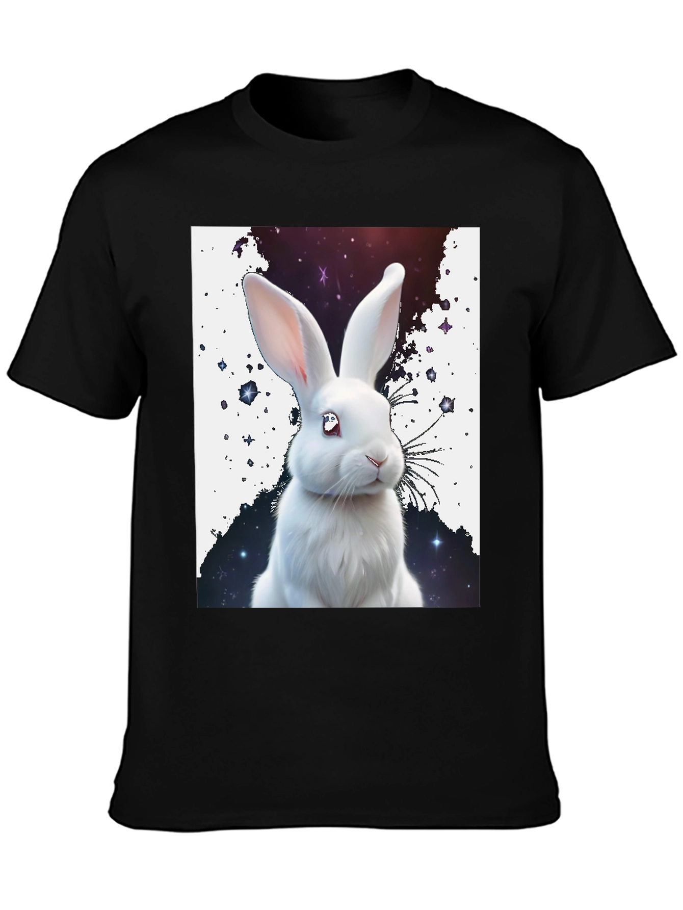 Black Cosmic Bunny T-Shirt - Unique Galaxy Rabbit Design view 3