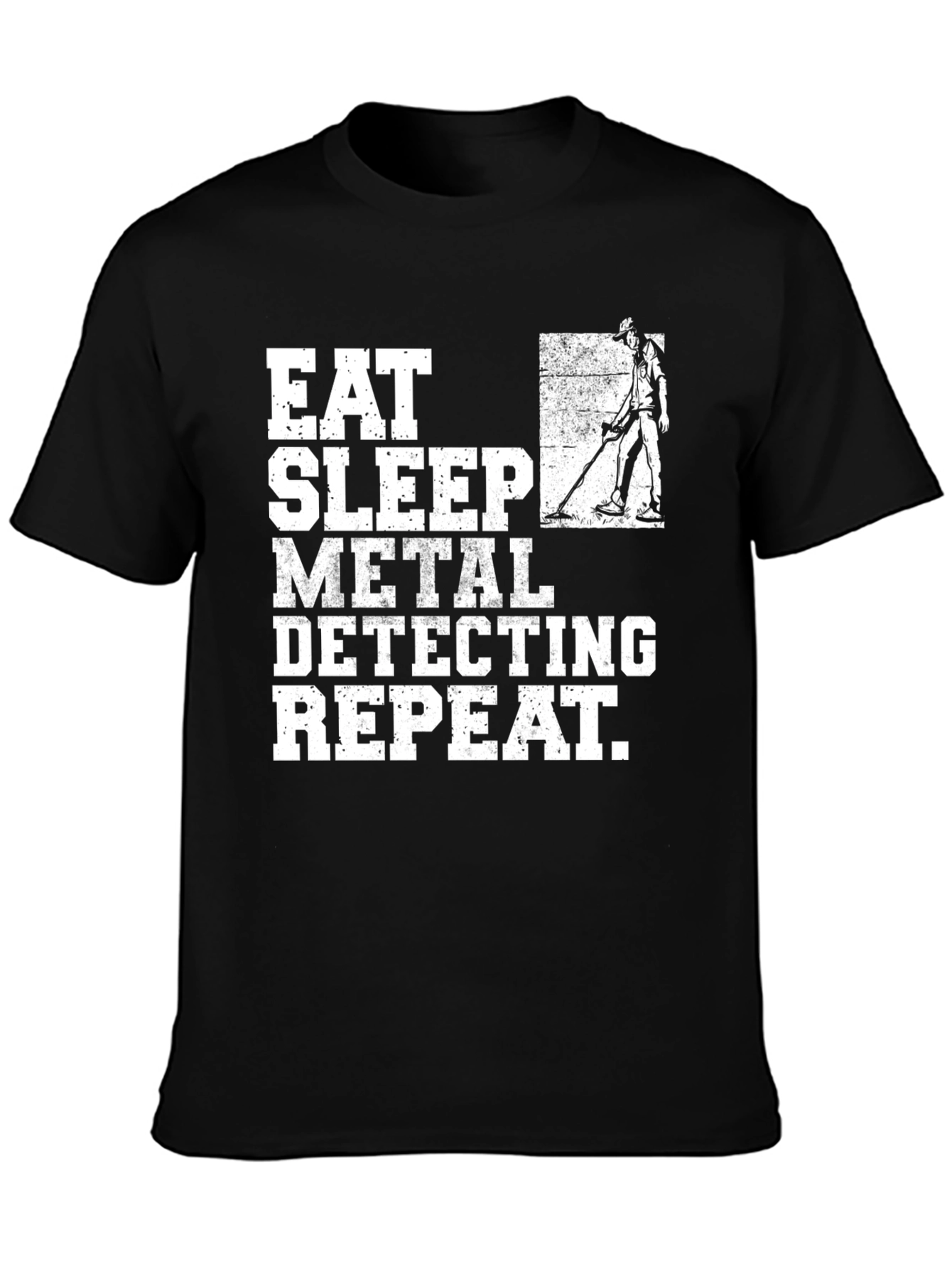 Black Eat Sleep Metal Detecting Repeat T-Shirt view 3