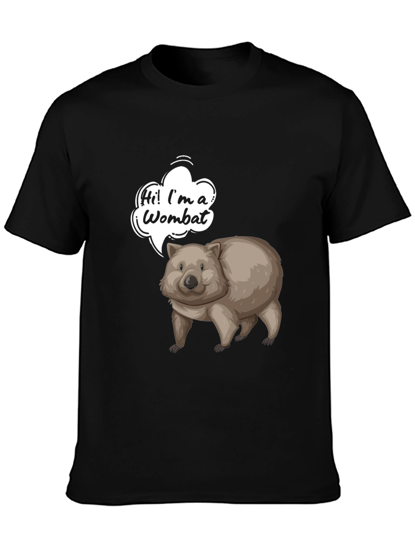 Black Wombat T-Shirt - Cartoon Animal Graphic Tee view 3