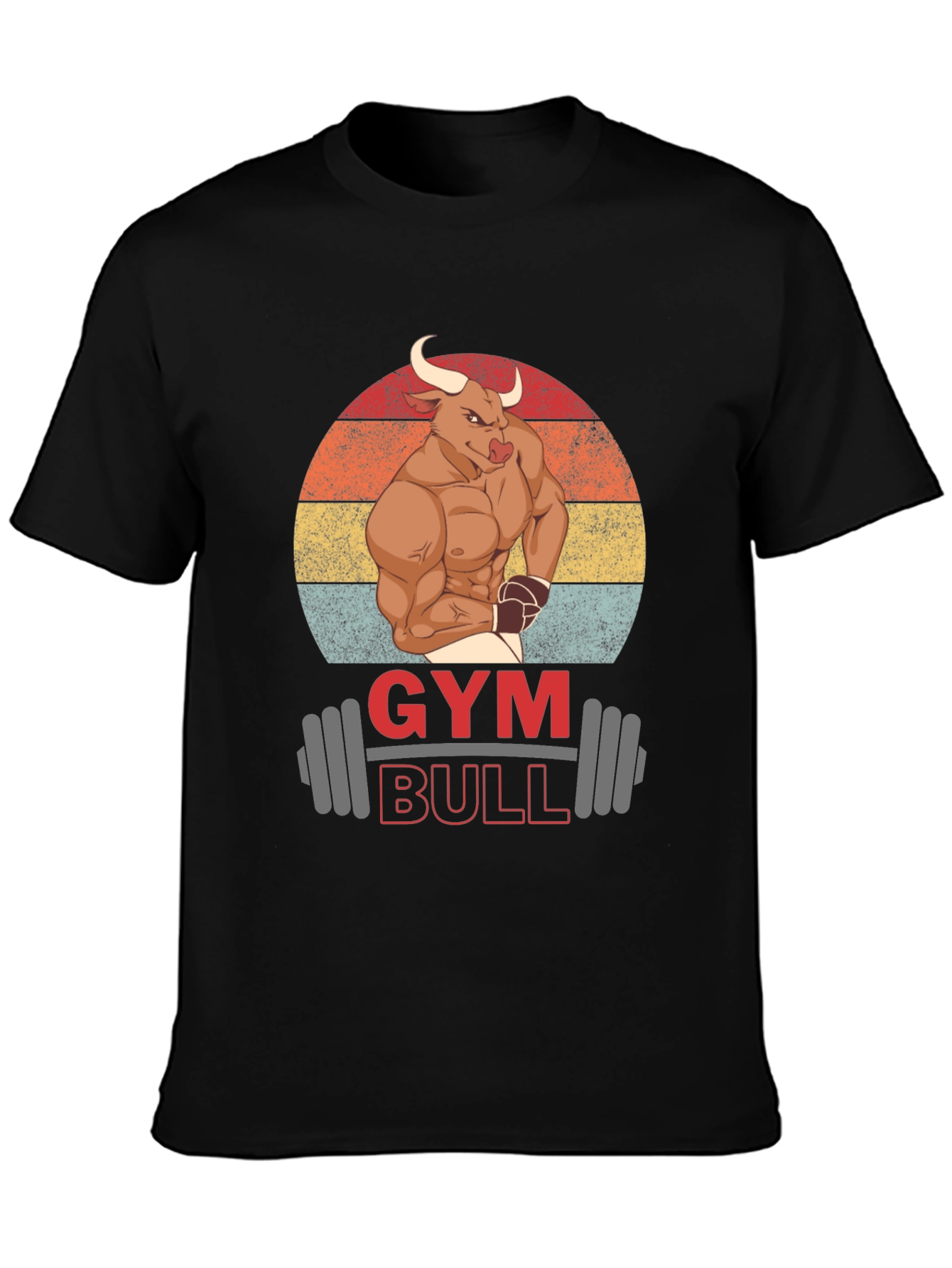 Black Gym Bull Graphic T-Shirt - Muscle & Fitness Tee view 3