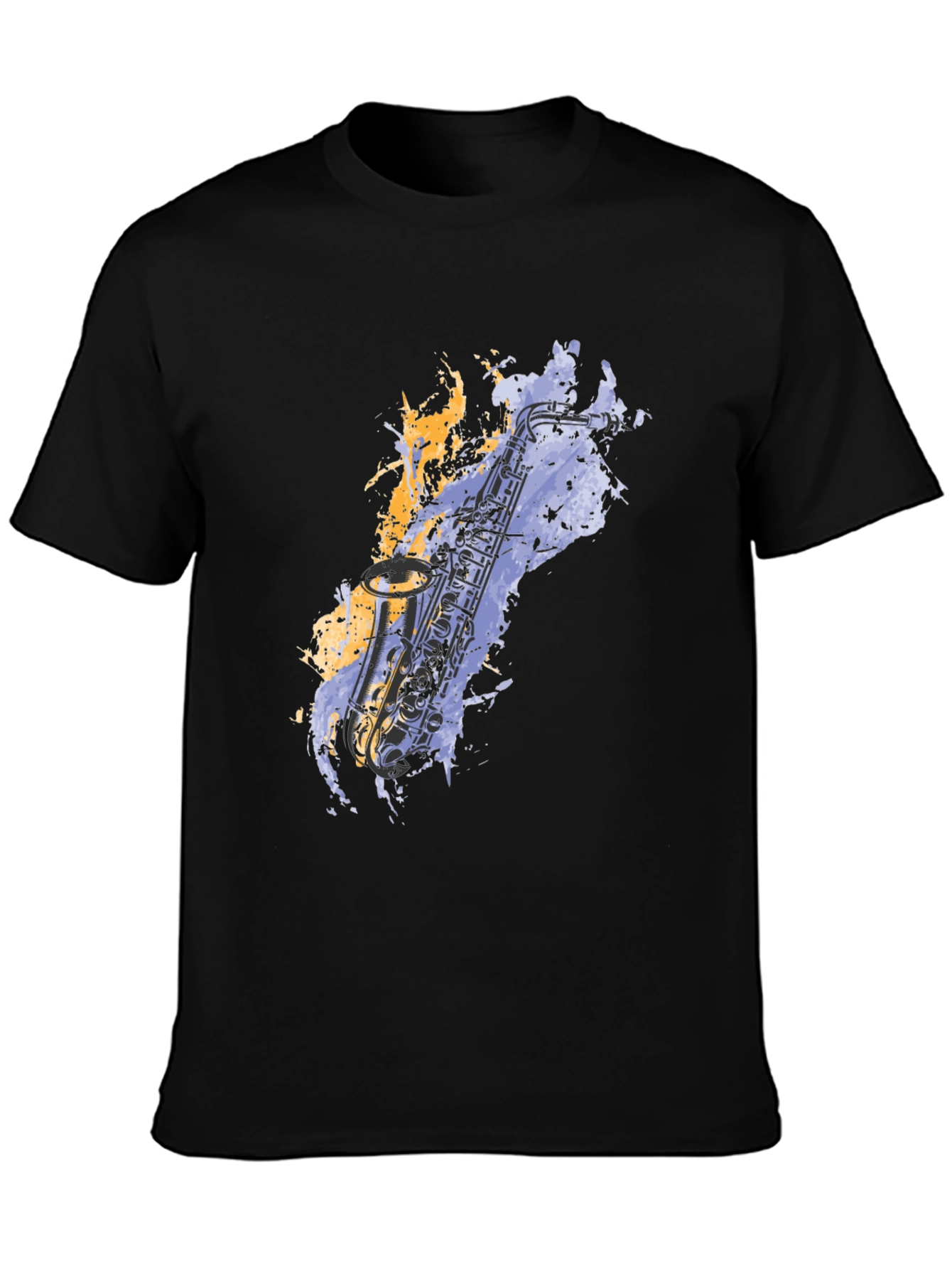 Black Saxophone Graphic T-Shirt - Cool Musician Tee view 3