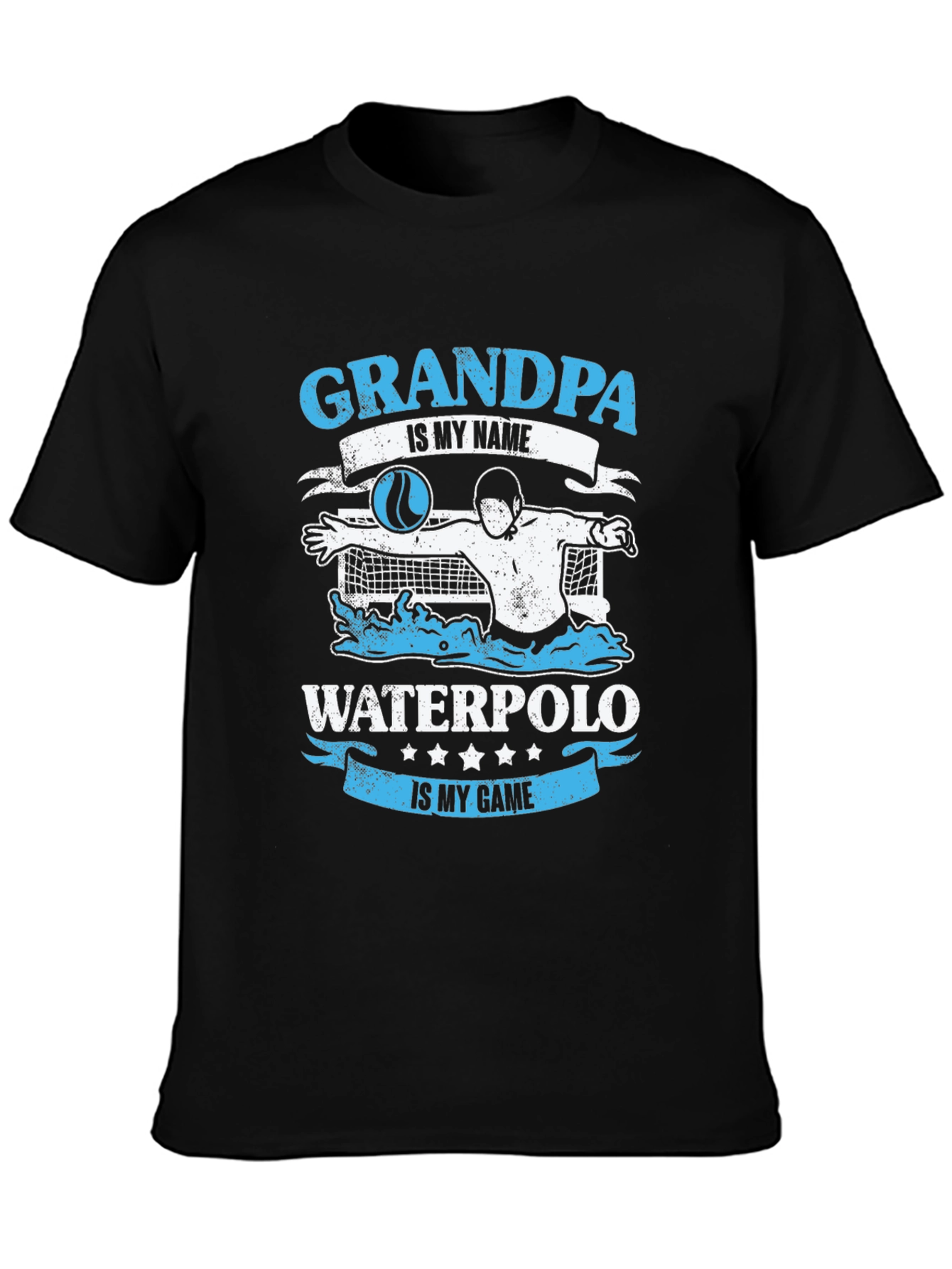 Black Grandpa Water Polo T-Shirt - Gift for Water Polo Grandpas view 3
