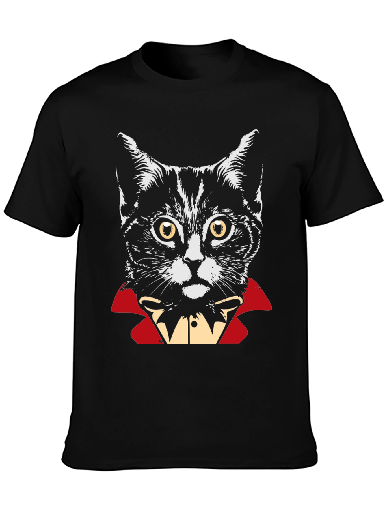 Black Vampire Cat Graphic T-Shirt - Halloween Costume Tee view 3
