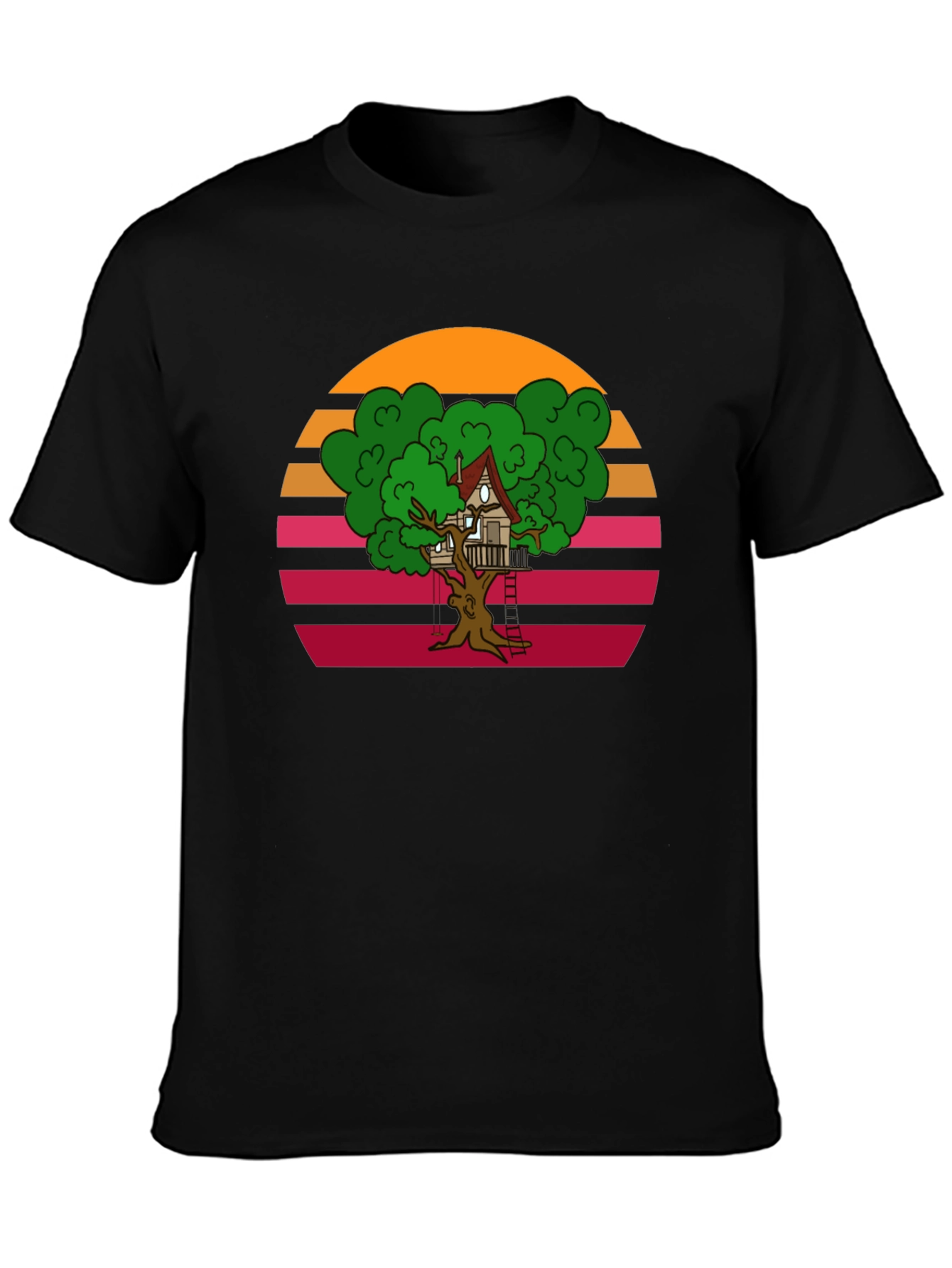 Black Retro Treehouse Graphic Tee view 3