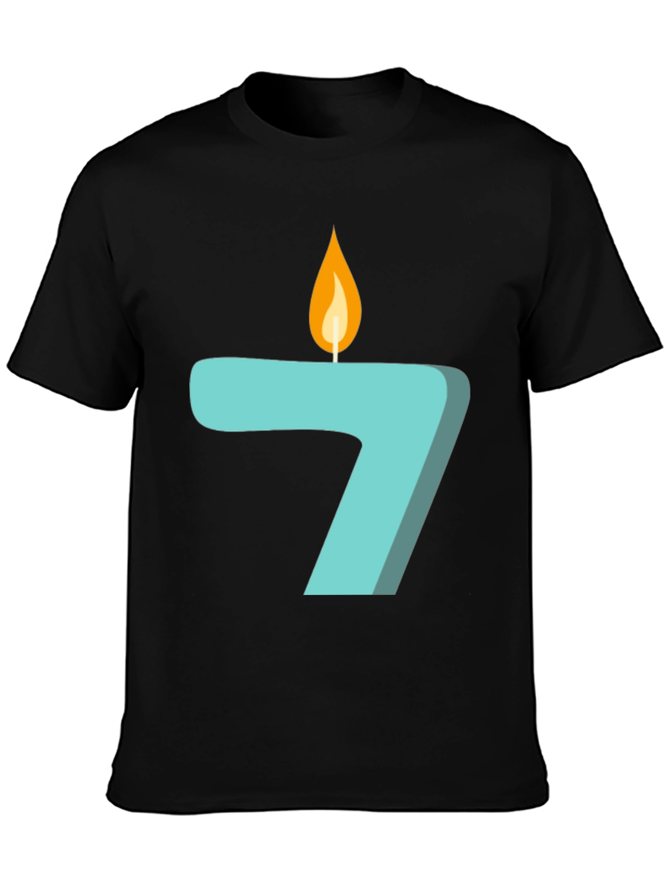 Black Number 7 Birthday Candle Graphic T-Shirt view 3