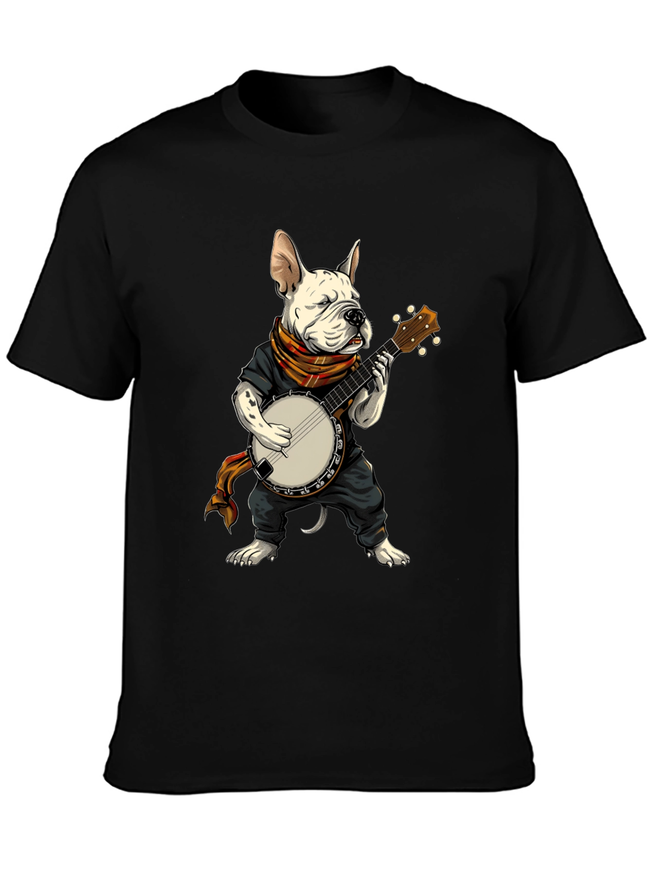 Black Dog Playing Banjo Graphic T-Shirt view 3