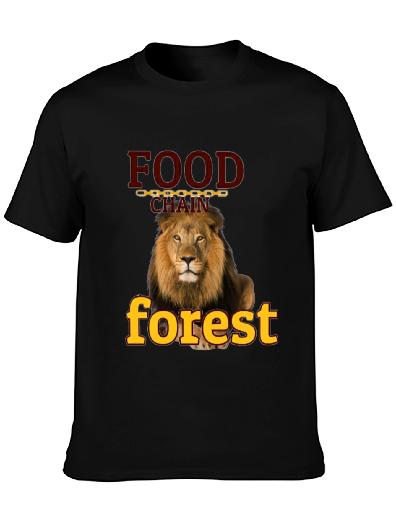 Black Food Chain Forest Lion Graphic T-Shirt view 3