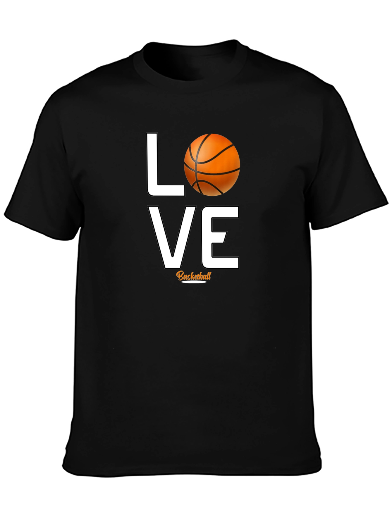 Black Love Basketball Graphic Tee - Black Cotton T-Shirt view 3