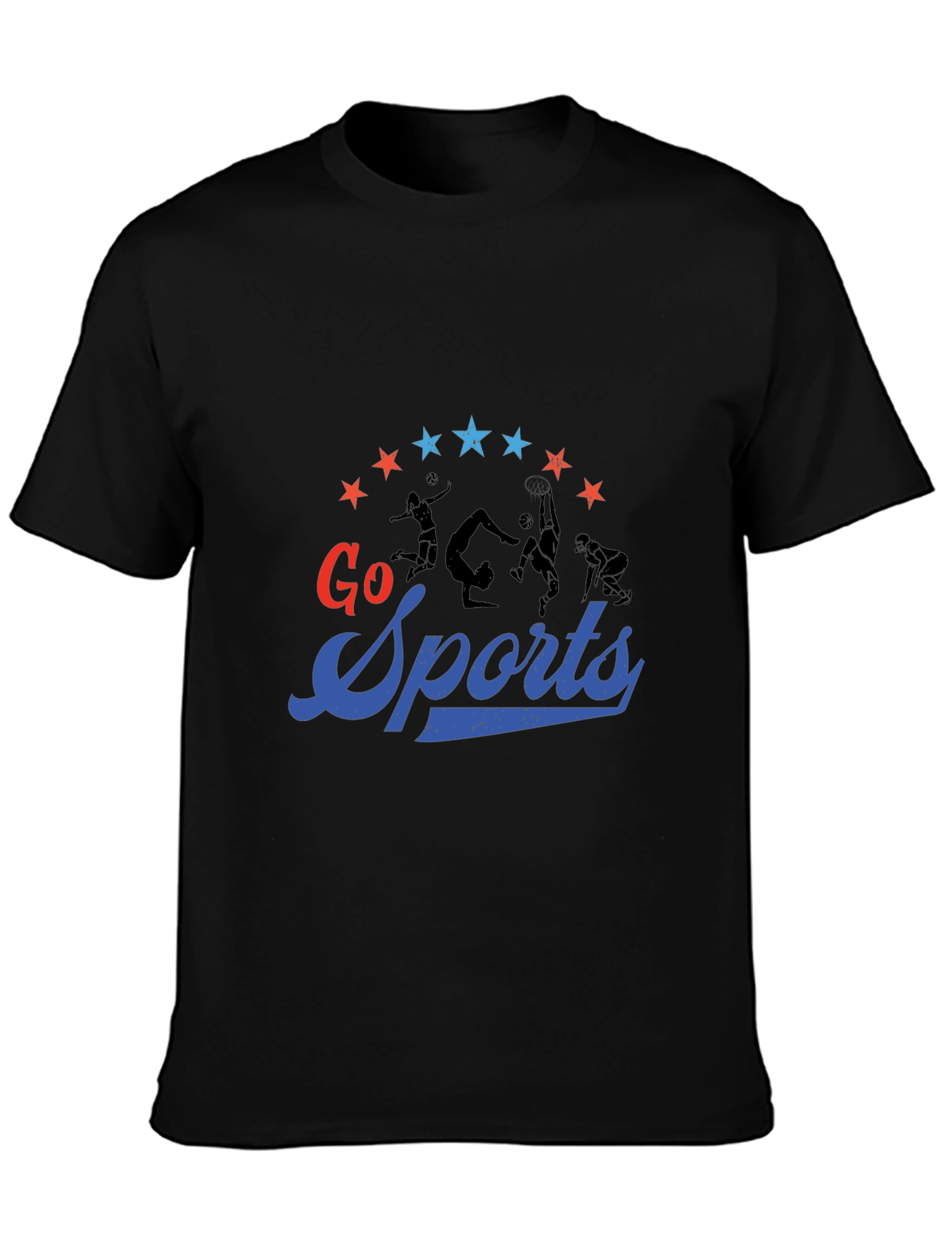 Black Go Sports Graphic Tee - Black Cotton T-Shirt view 3