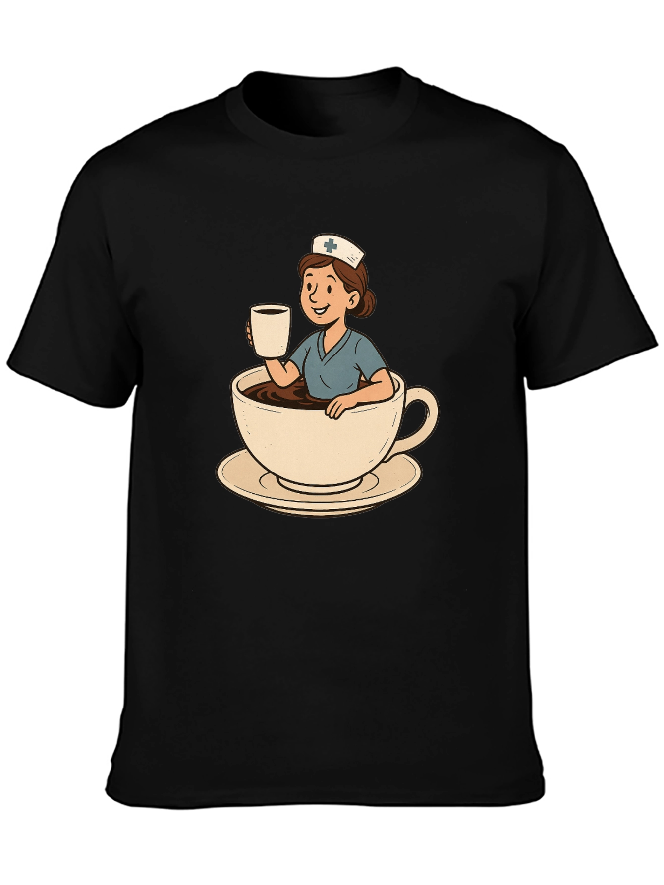 Black Nurse Coffee Cup Graphic Tee view 3