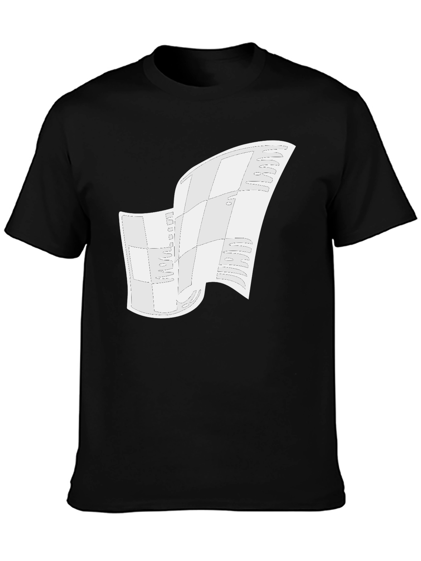 Black Modern Abstract Graphic Tee - Black Cotton Blend view 3