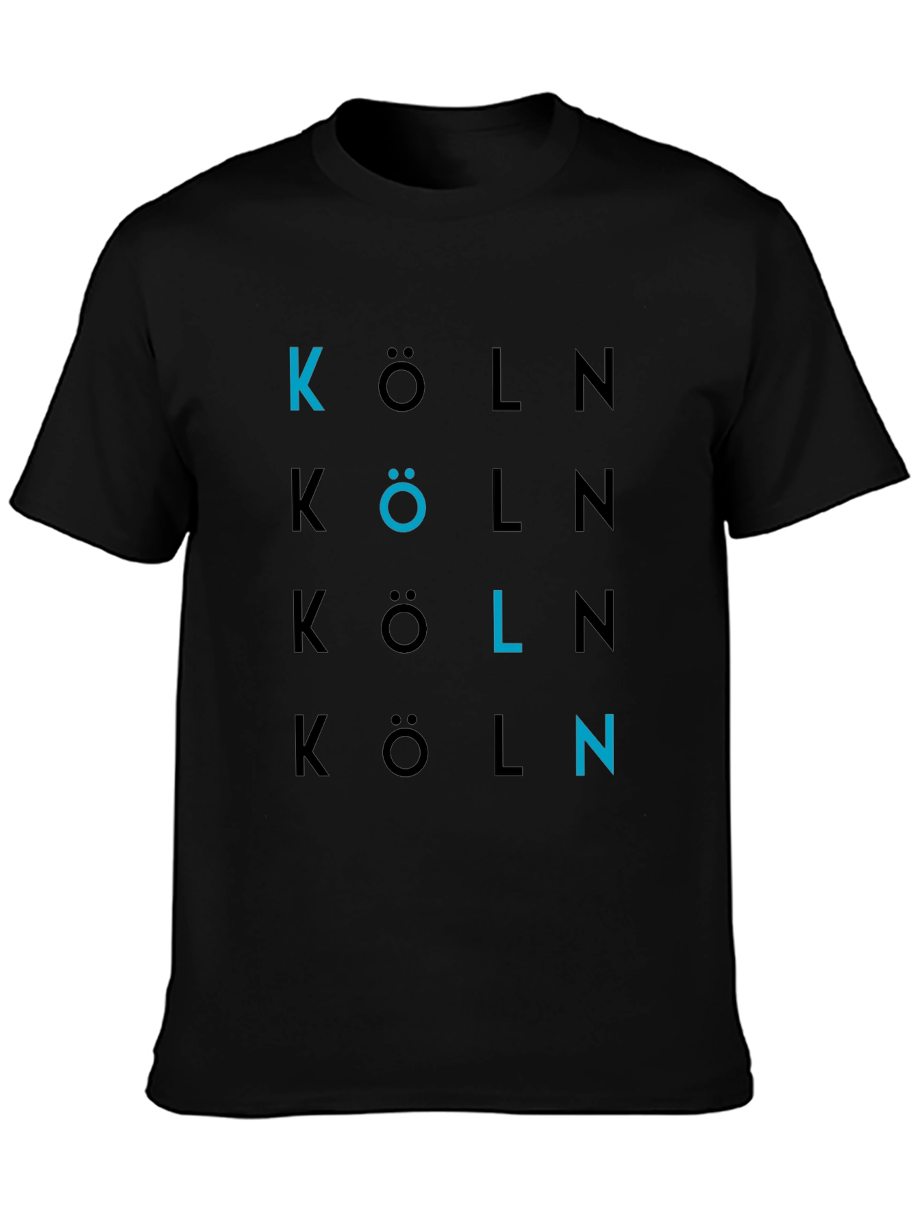 Black Köln Graphic Print Crew Neck T-Shirt view 3