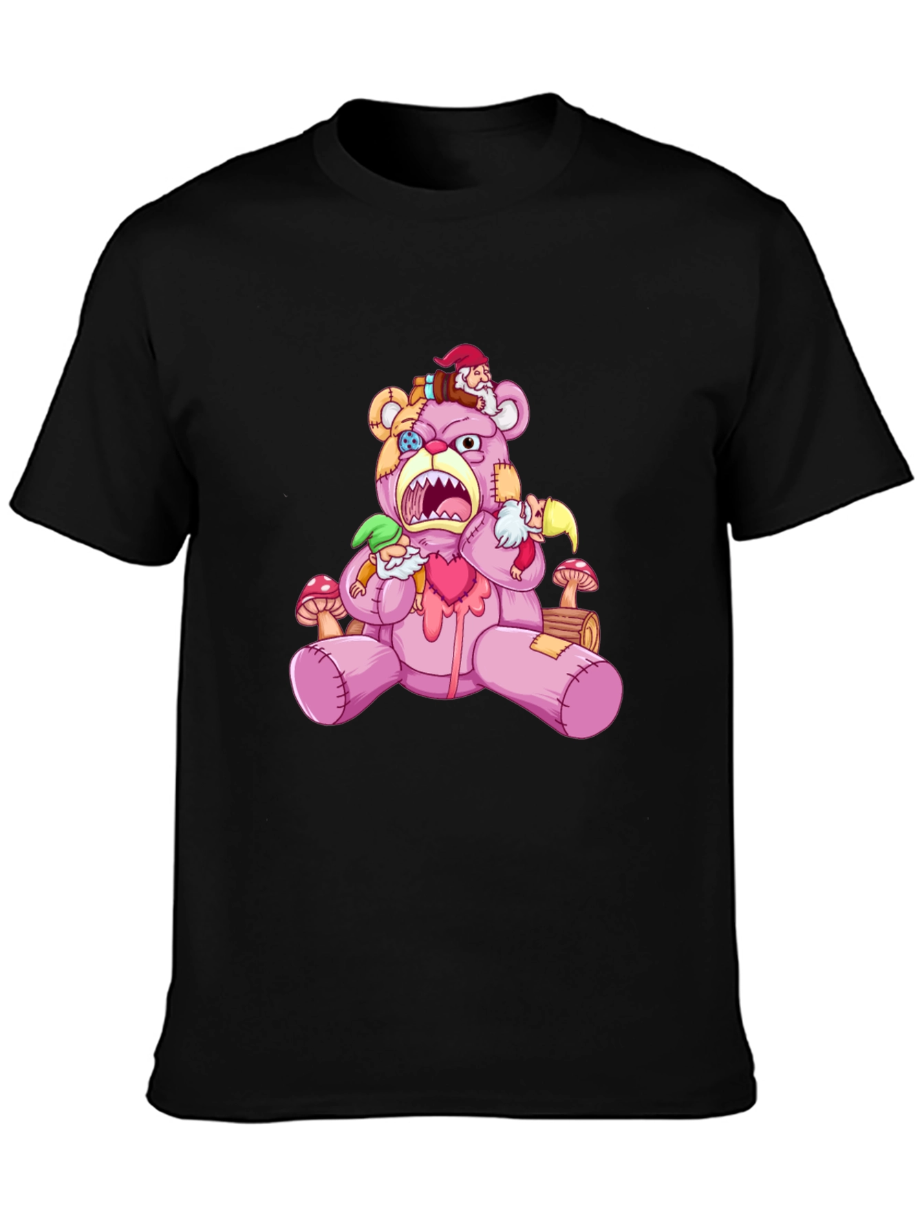 Black Creepy Cute Bear T-Shirt view 3