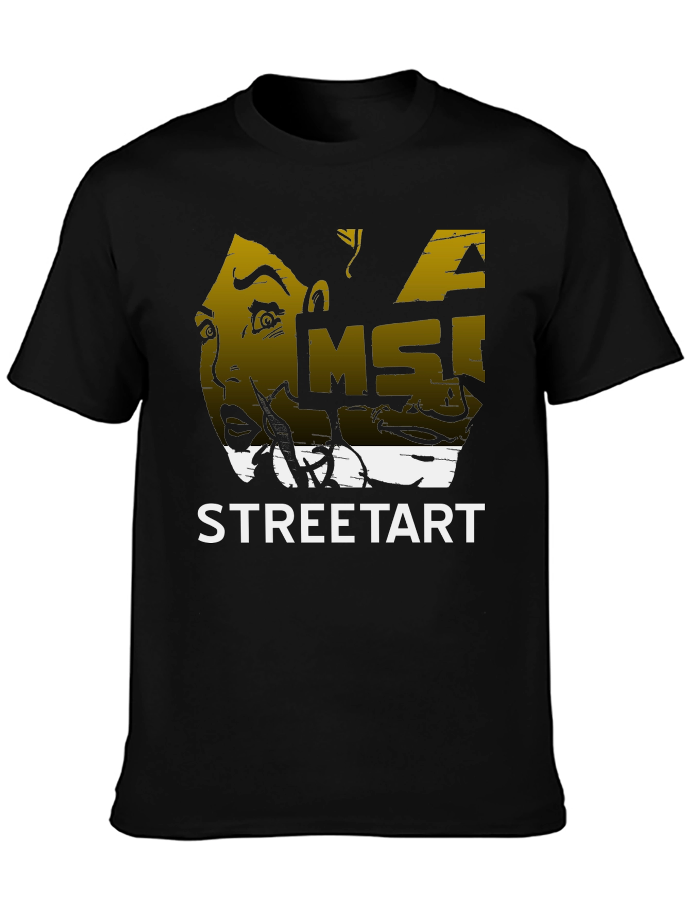 Black Edgy Streetart Graphic Black T-Shirt view 3