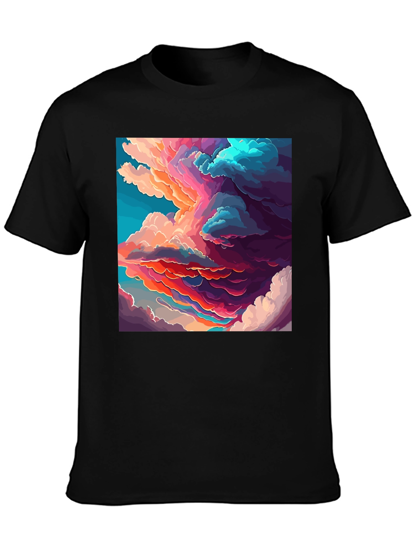 Black Cloudscape Graphic Black T-Shirt view 3