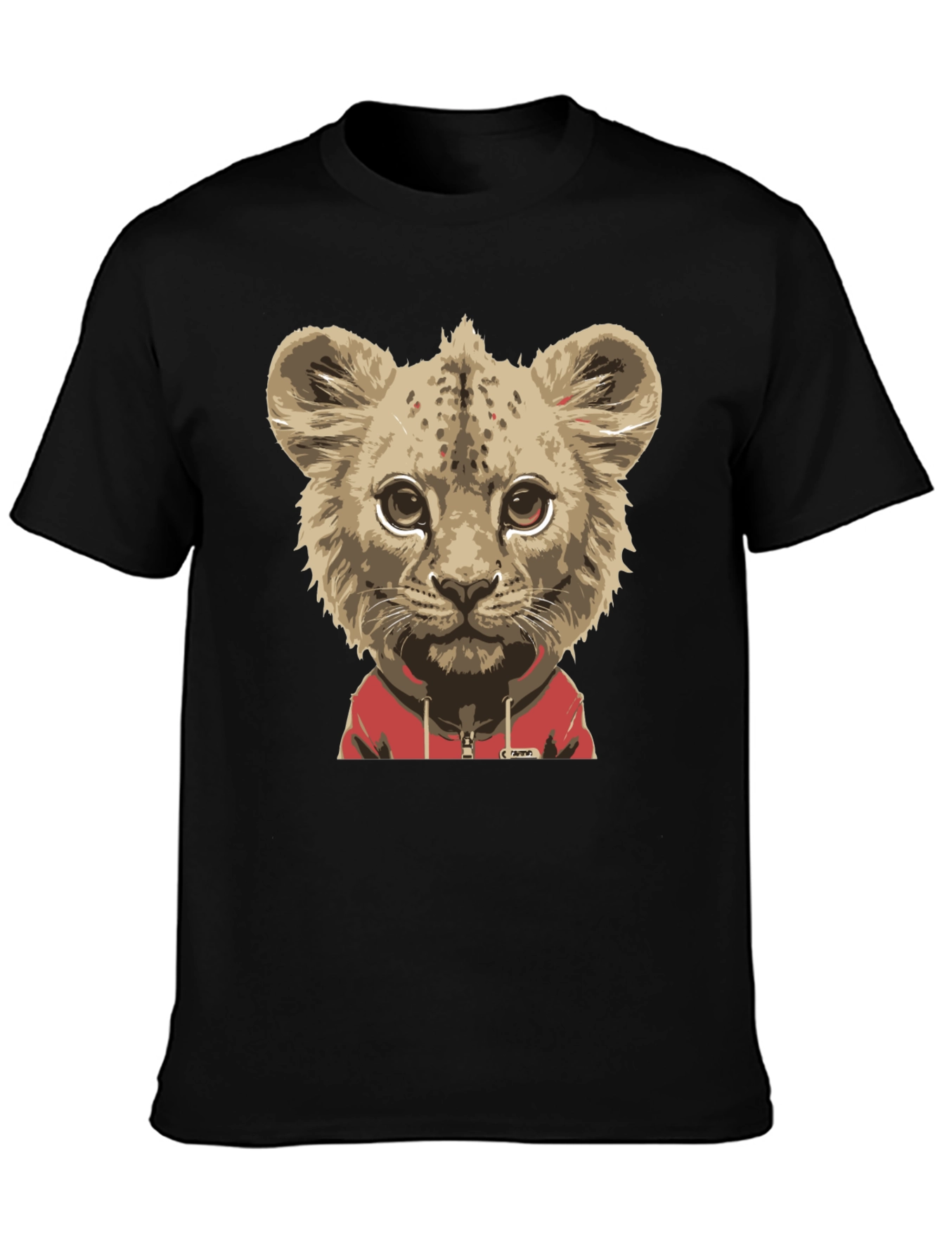 Black Lion Cub Hoodie T-Shirt - Cool Animal Tee view 3