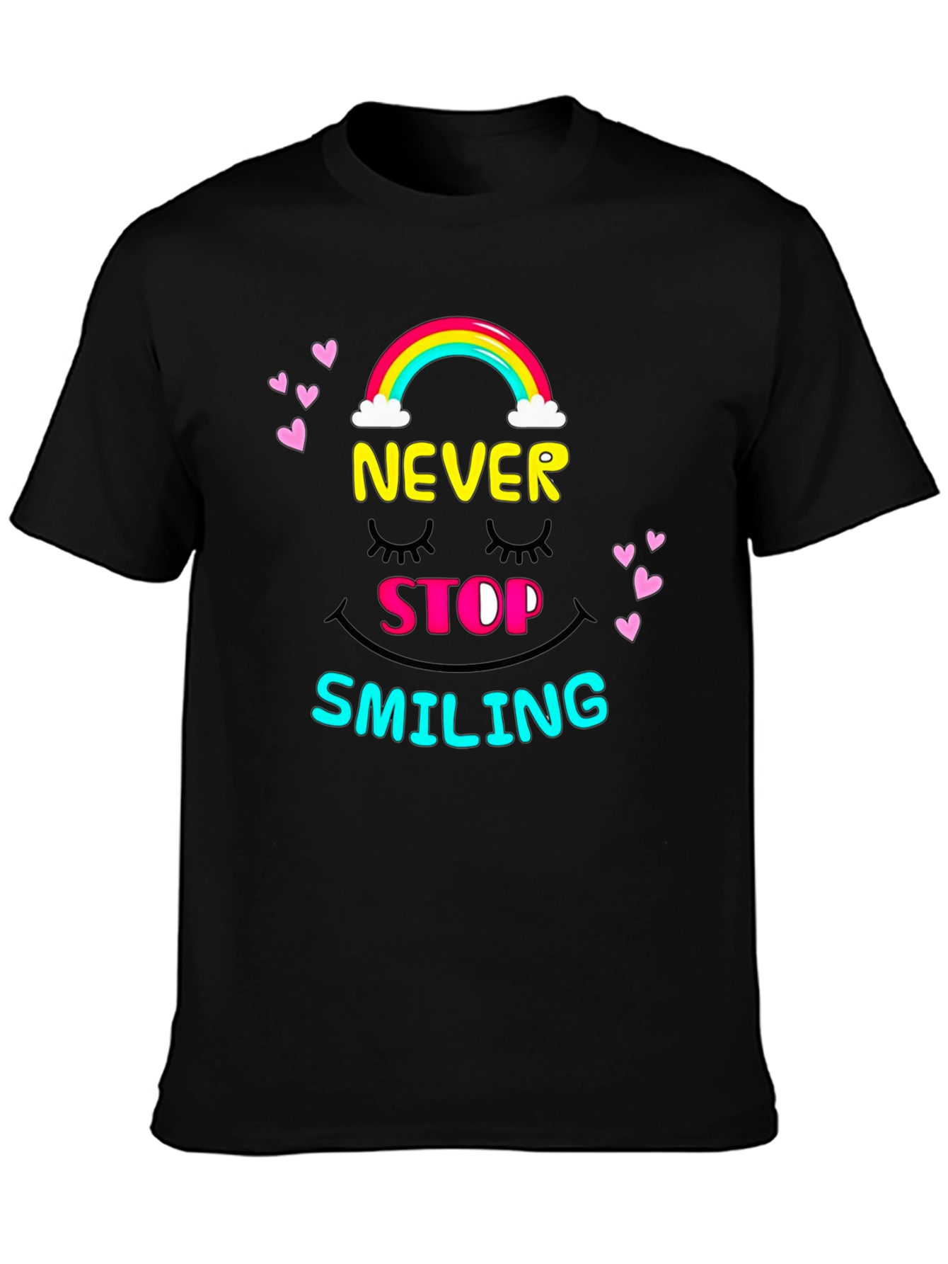 Black Never Stop Smiling Graphic Tee - Black view 3